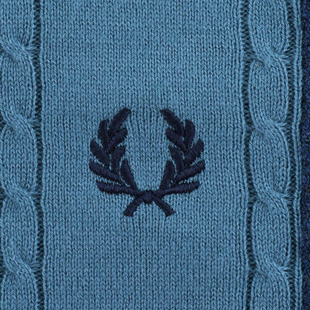 Fred Perry Reissues K3 Panelled Cable Knit Polo Shirt - Ash Blue