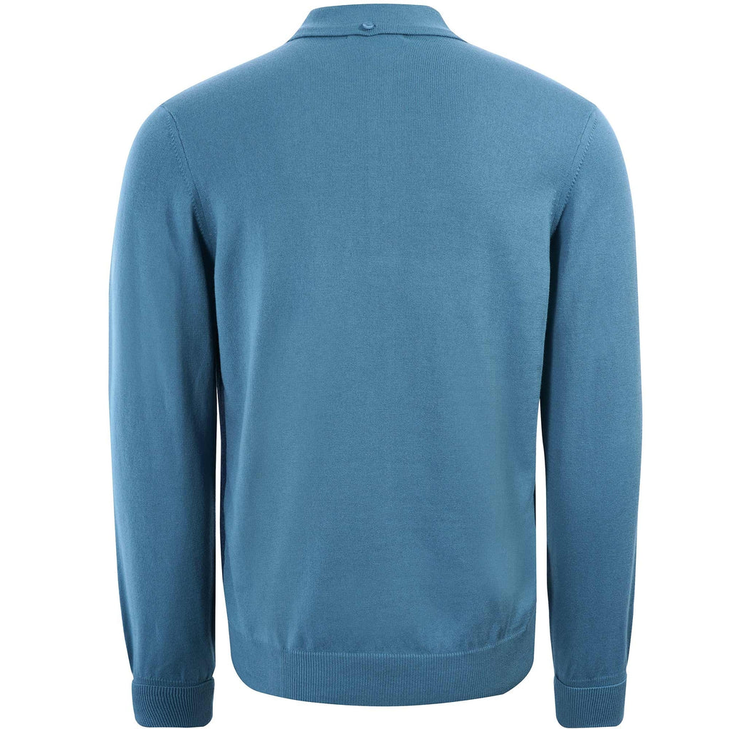 Fred Perry Reissues K3 Panelled Cable Knit Polo Shirt - Ash Blue