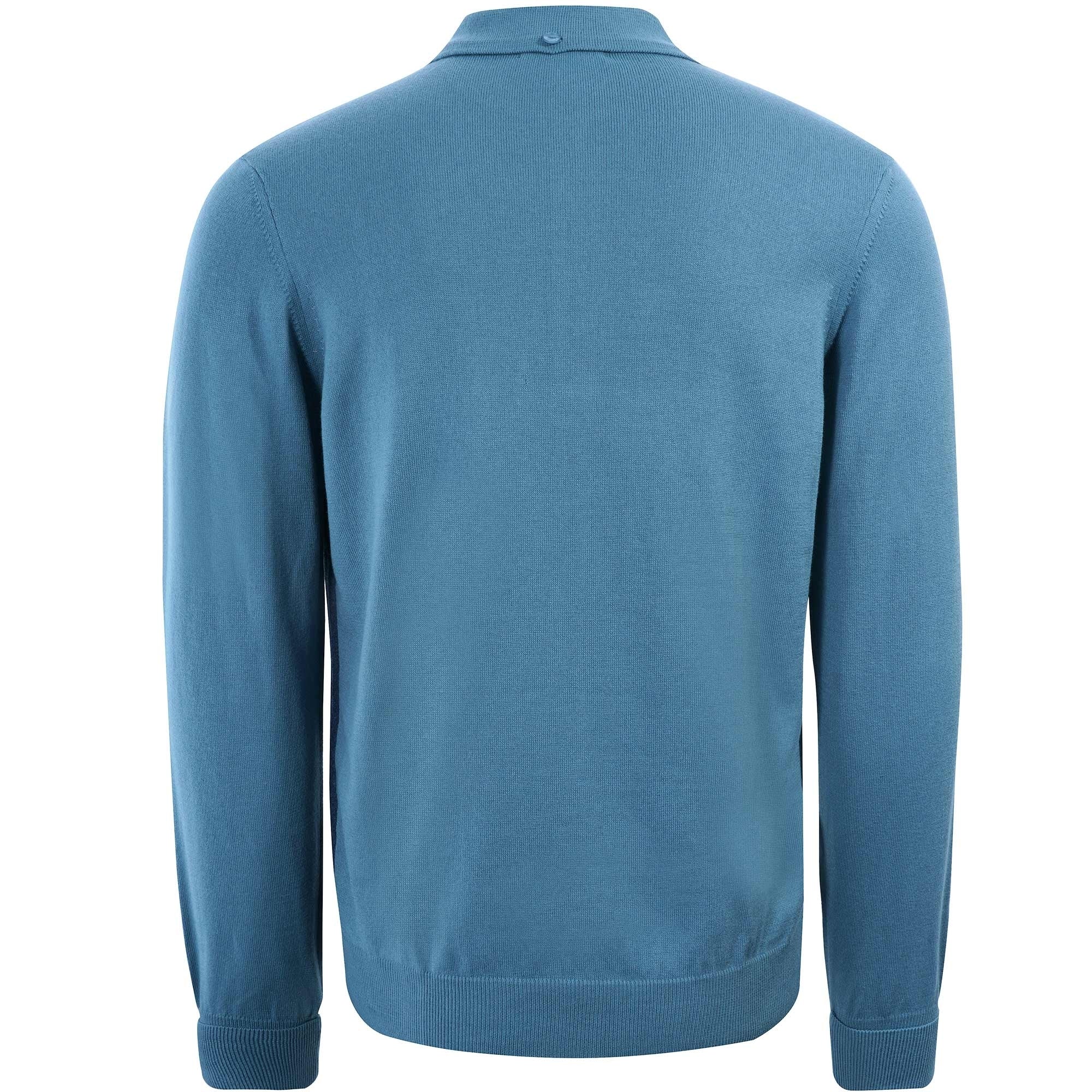 Fred Perry Reissues K3 Panelled Cable Knit Polo Shirt - Ash Blue