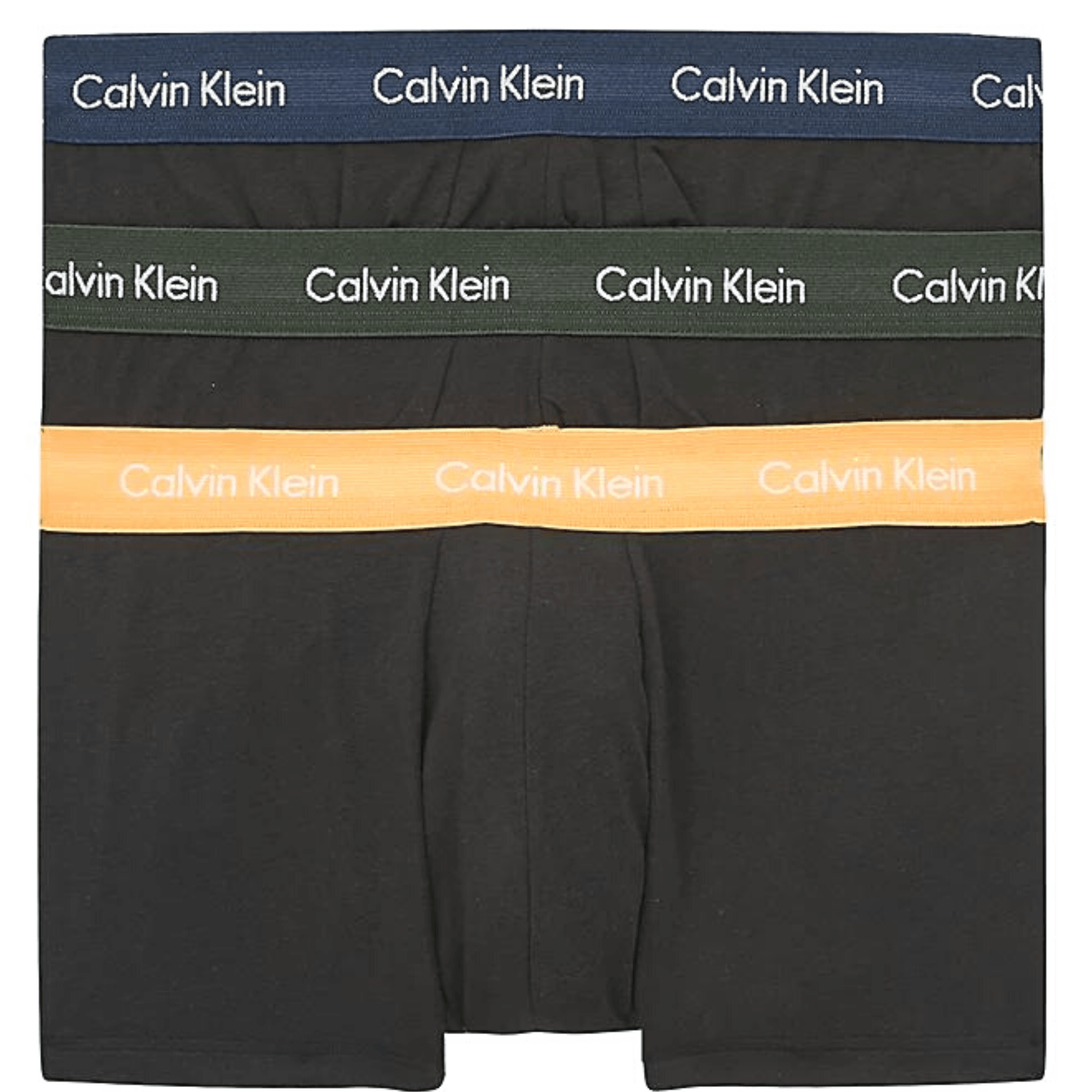 Calvin Klein 3 Pack Low Rise Cotton Stretch Trunks - Orange/Blue Shadow/Green