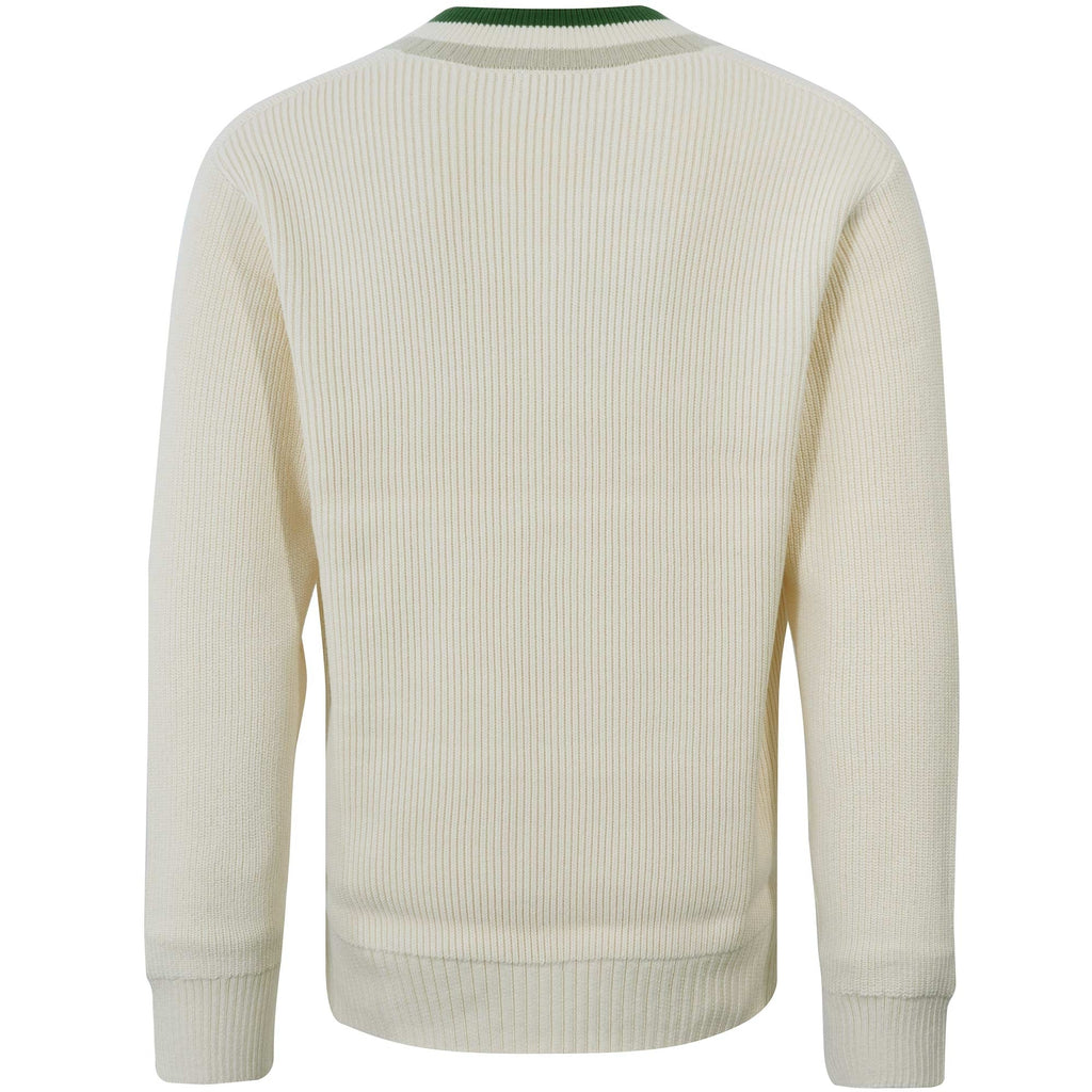 Fred Perry Striped V-Neck Jumper - Ecru