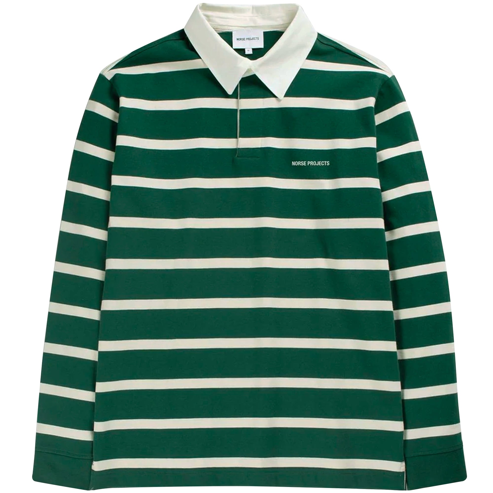 Norse Projects Ruben Bold Stripe Polo Shirt - Deep Sea Green