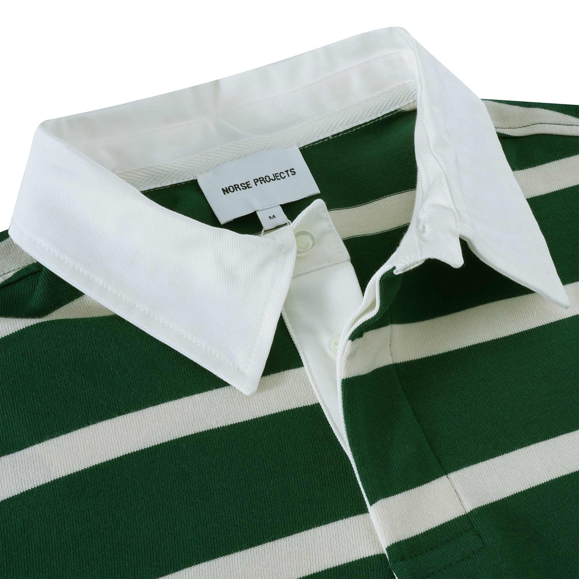 Norse Projects Ruben Bold Stripe Polo Shirt - Deep Sea Green