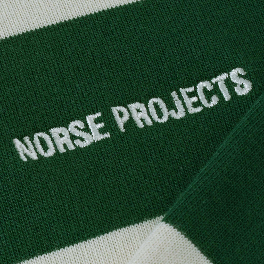 Norse Projects Ruben Bold Stripe Polo Shirt - Deep Sea Green