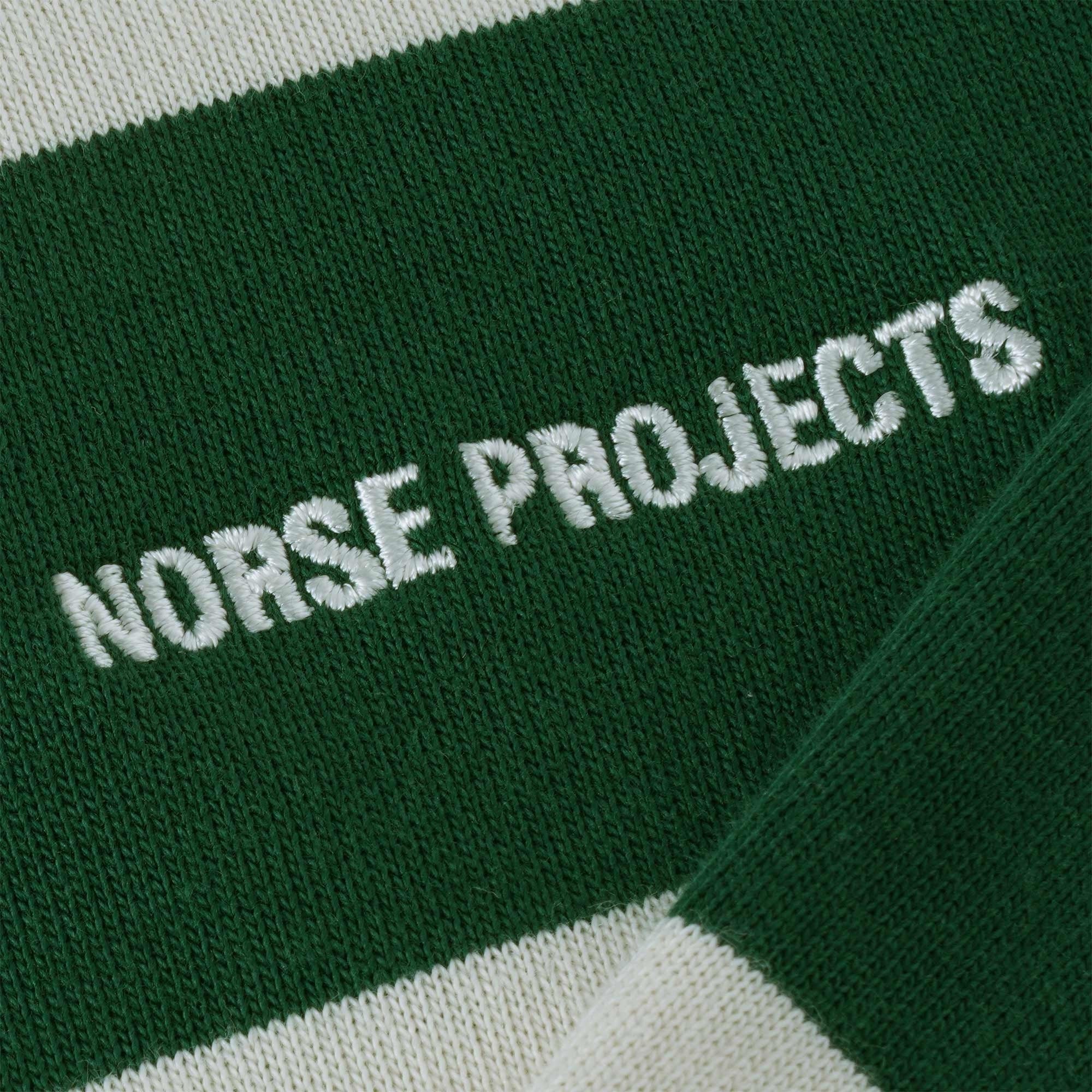 Norse Projects Ruben Bold Stripe Polo Shirt - Deep Sea Green