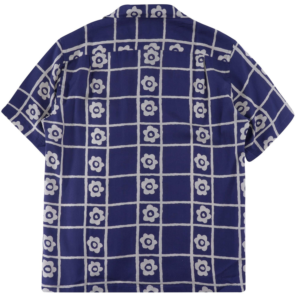 Portuguese Flannel Square Flower Shirt - Blue