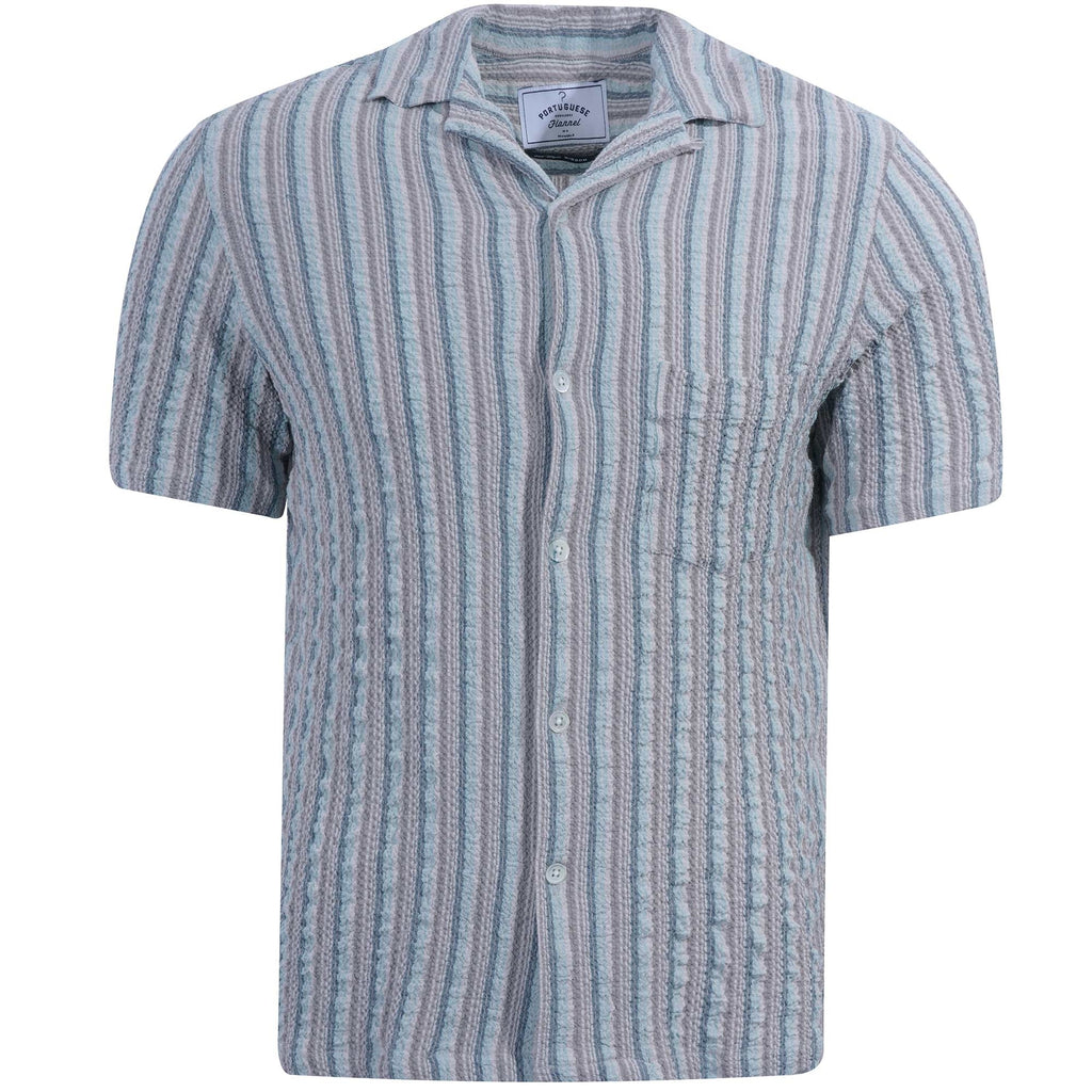 Portuguese Flannel Rugged Stripe Shirt - Blue/Brown/White