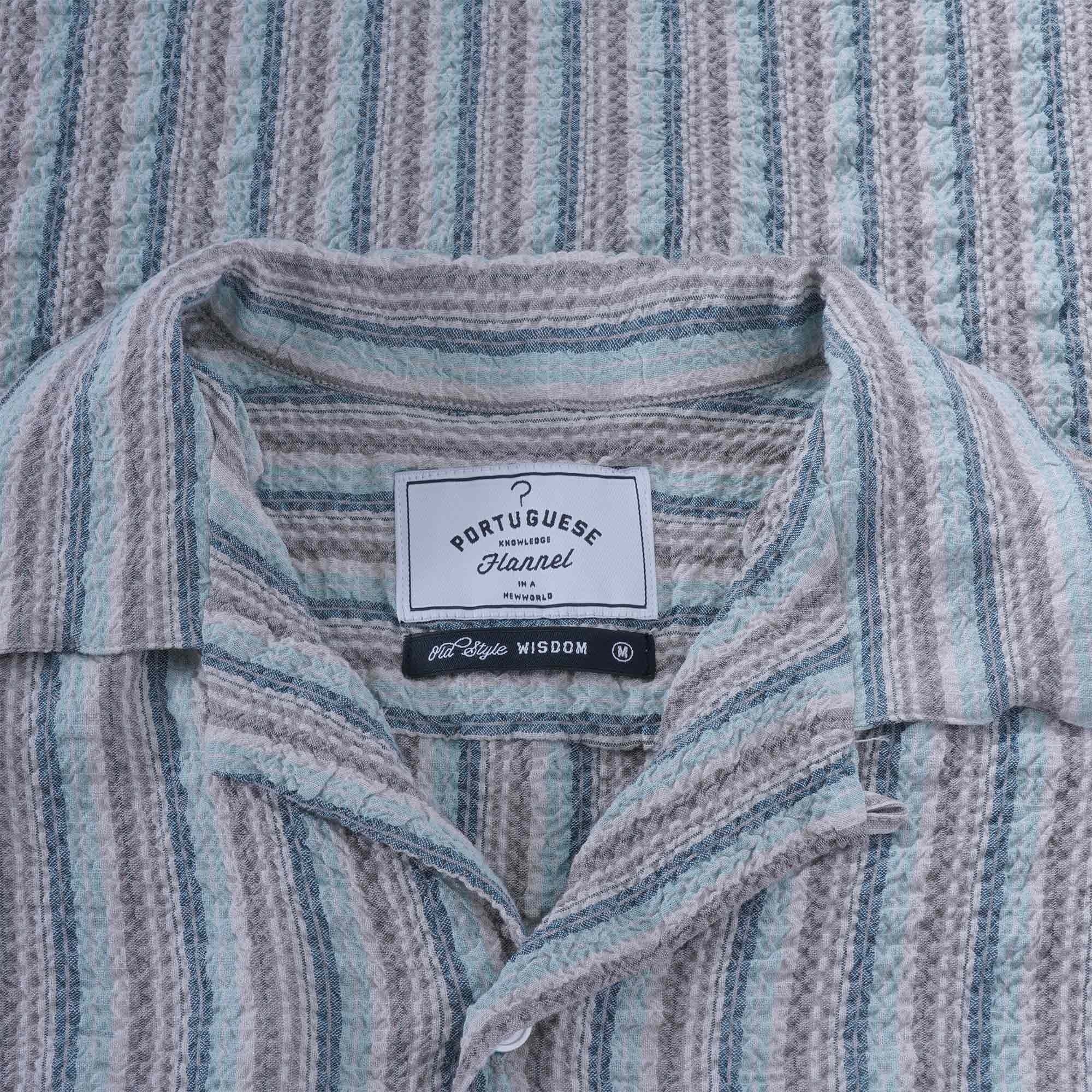 Portuguese Flannel Rugged Stripe Shirt - Blue/Brown/White