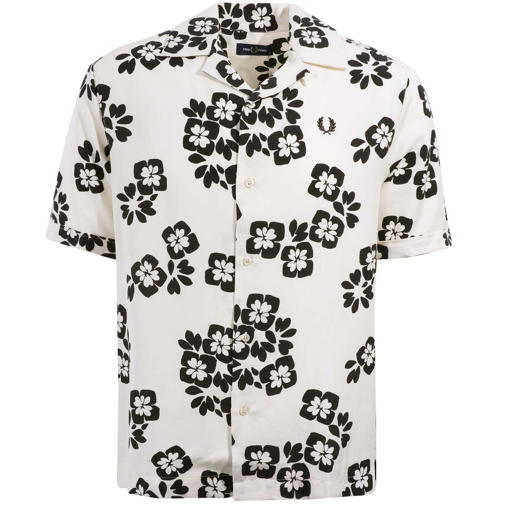 Fred Perry Floral Print Revere Collar Shirt - Ecru