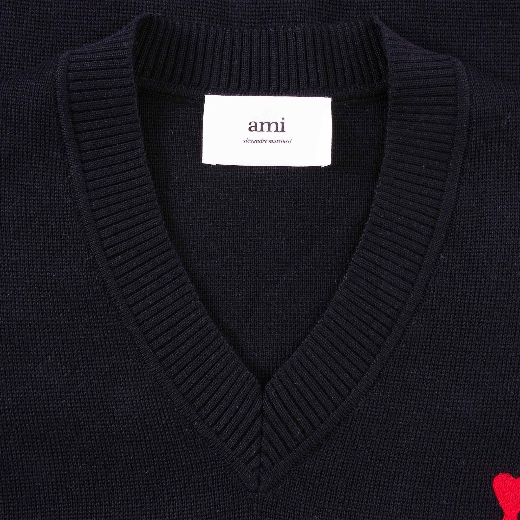 AMI Ami De Coeur V Neck Sweater - Black