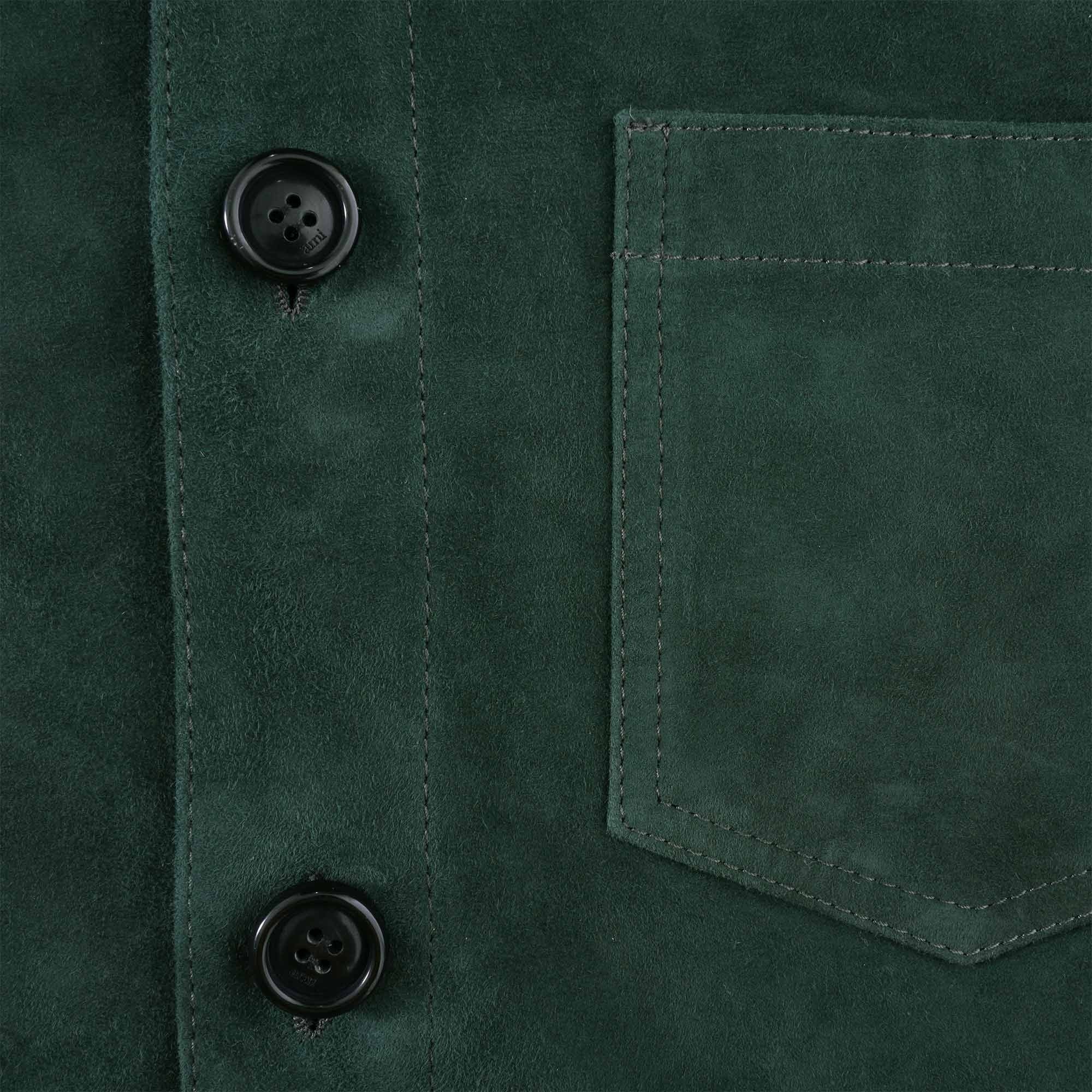 AMI Suede Buttoned Overshirt - Evergreen