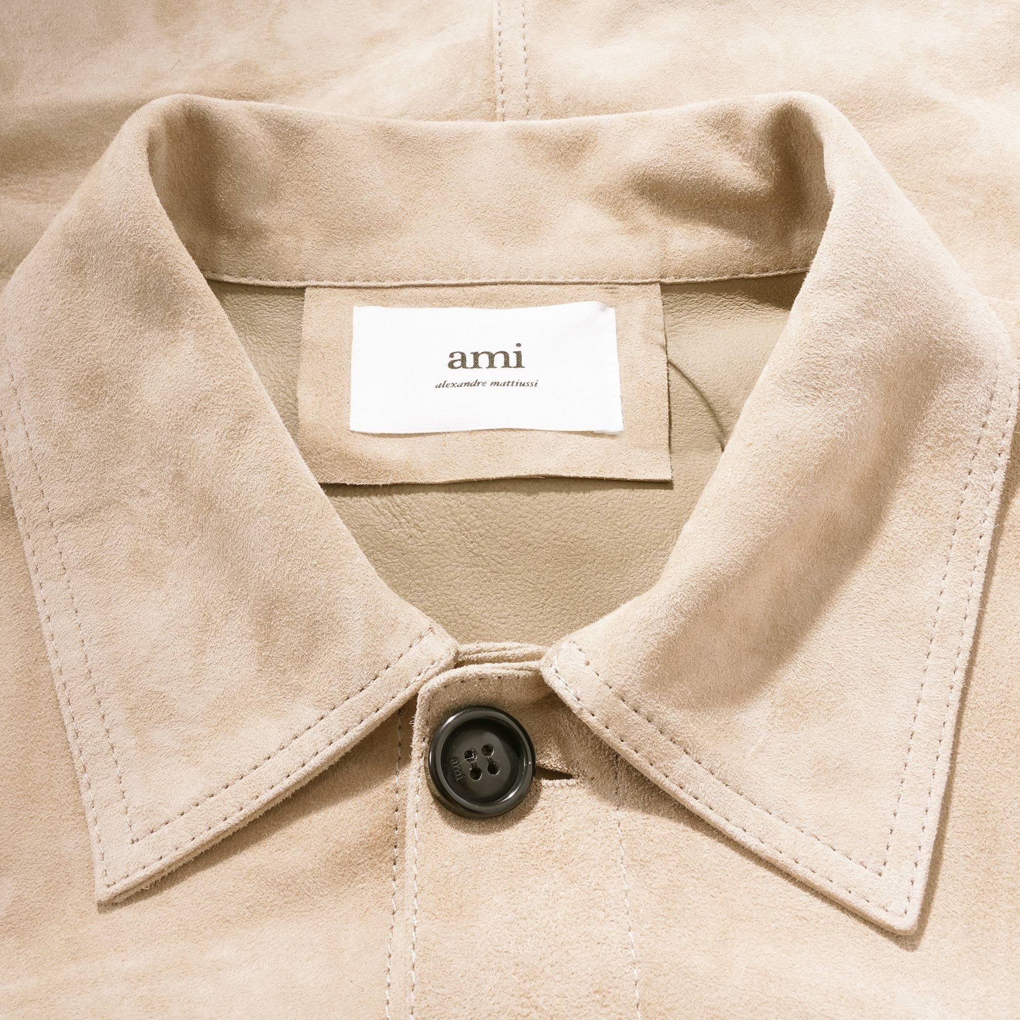AMI Suede Buttoned Overshirt - Beige