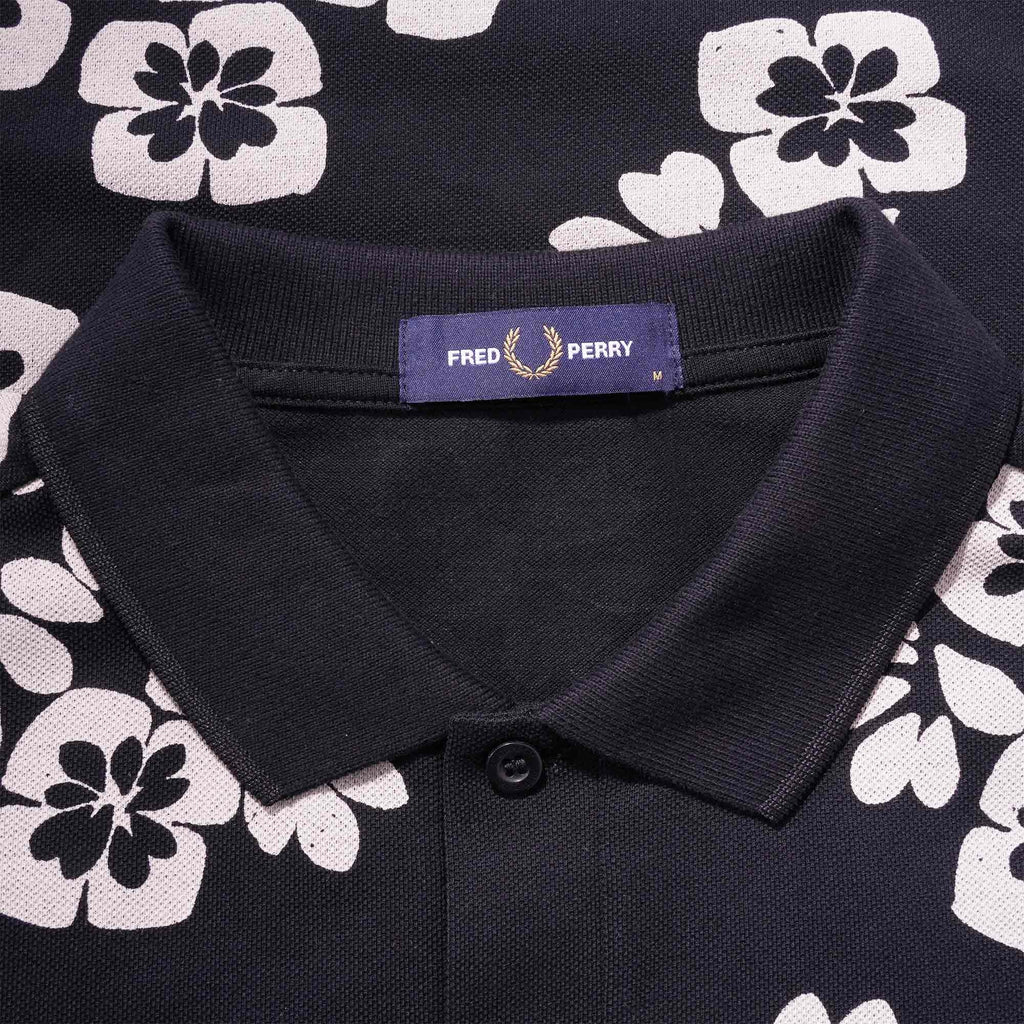 Fred Perry M3 Floral Print Polo Shirt - Black