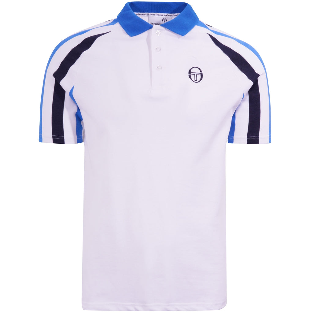 Sergio Tacchini Blow Polo Shirt - White/Palace Blue/Night Sky