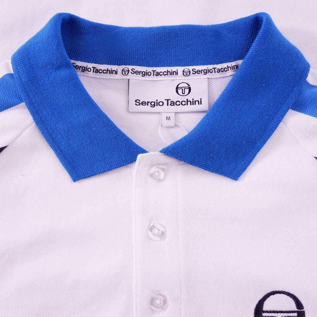 Sergio Tacchini Blow Polo Shirt - White/Palace Blue/Night Sky