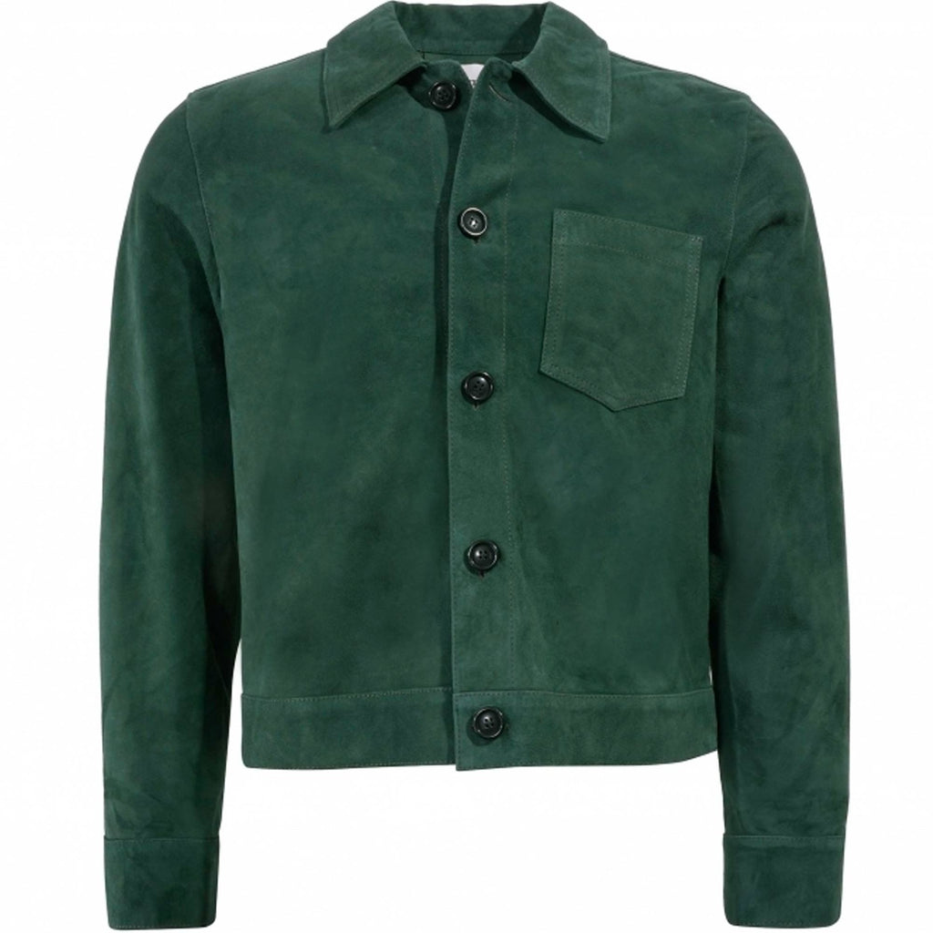 AMI Suede Buttoned Overshirt - Evergreen