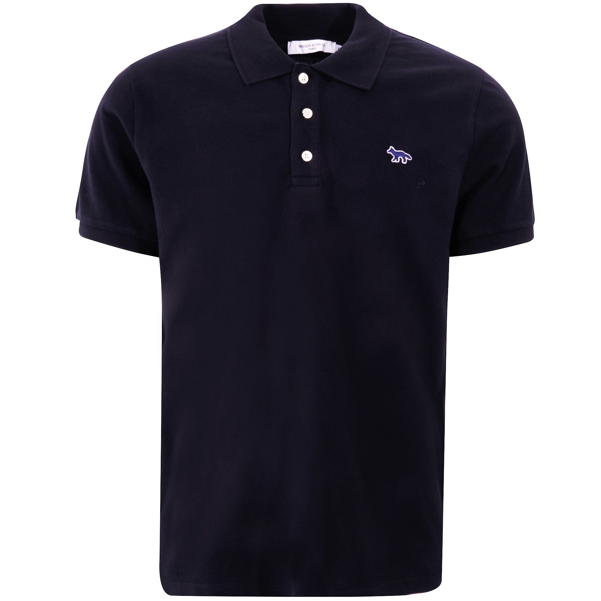 Maison Kitsune Navy Fox Patch Classic Polo Shirt - Black