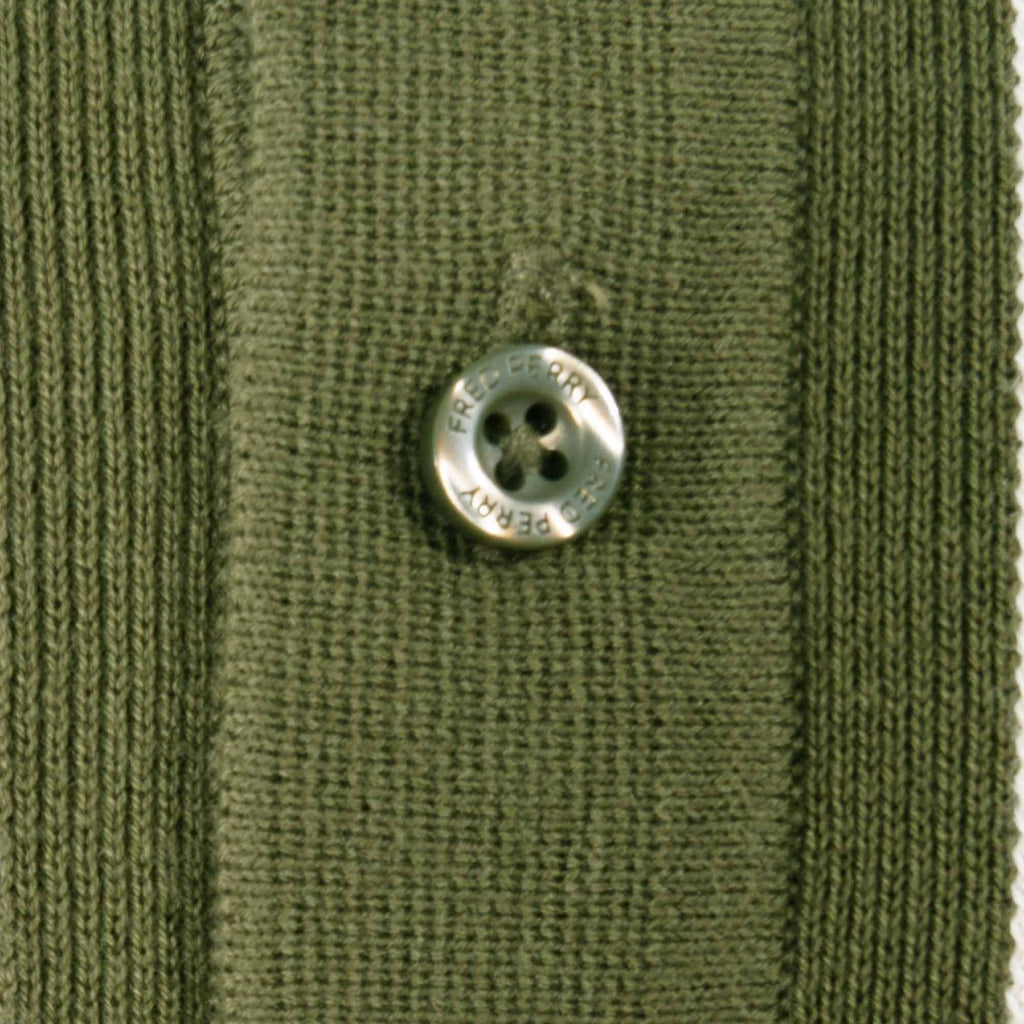 Fred Perry K3 Striped Knitted Polo Shirt - Military Green