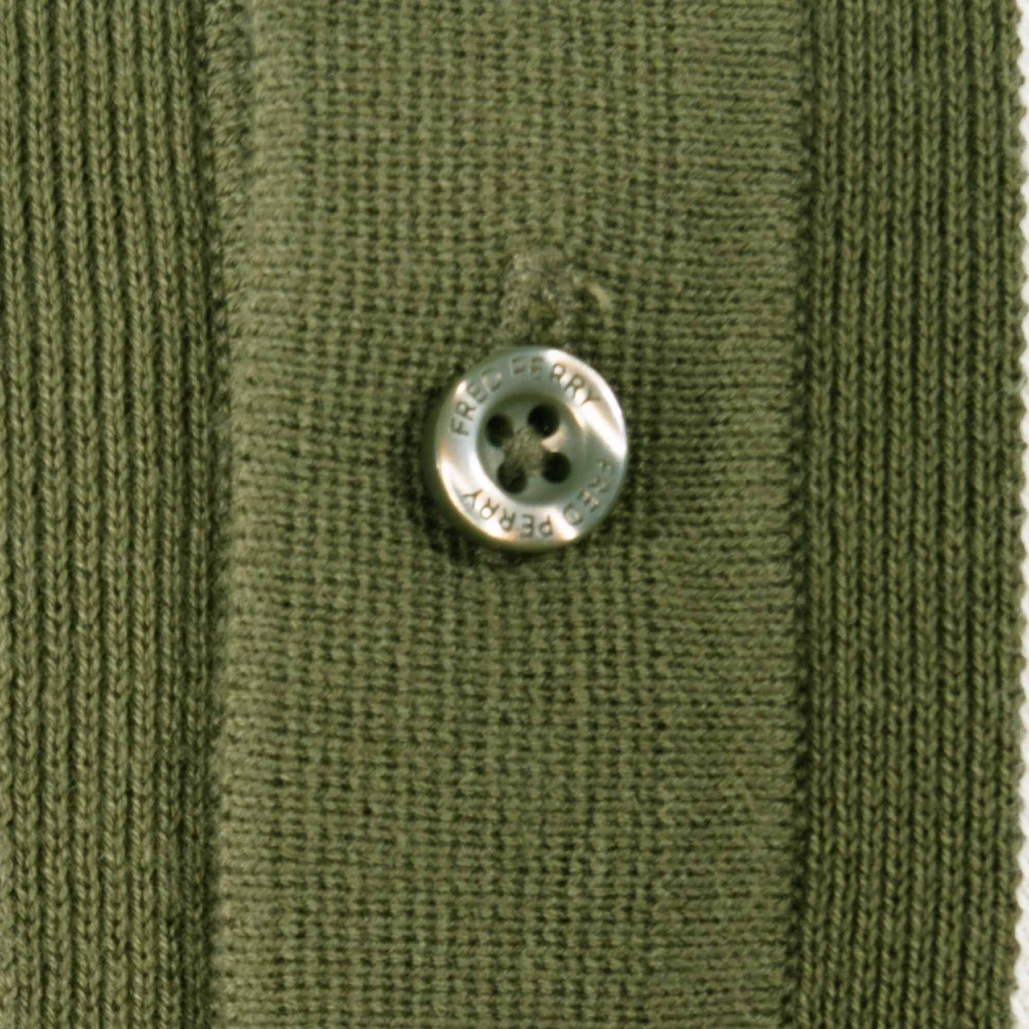 Fred Perry K3 Striped Knitted Polo Shirt - Military Green