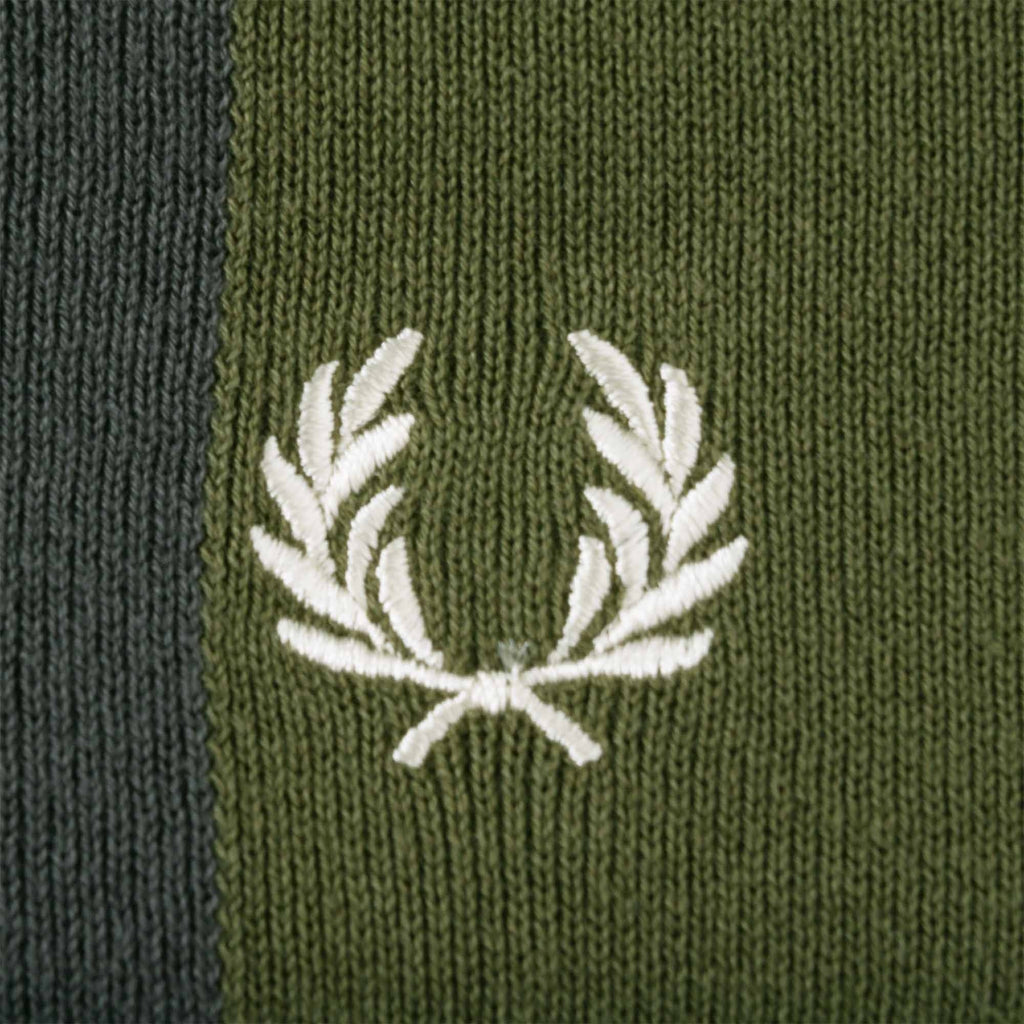 Fred Perry K3 Striped Knitted Polo Shirt - Military Green