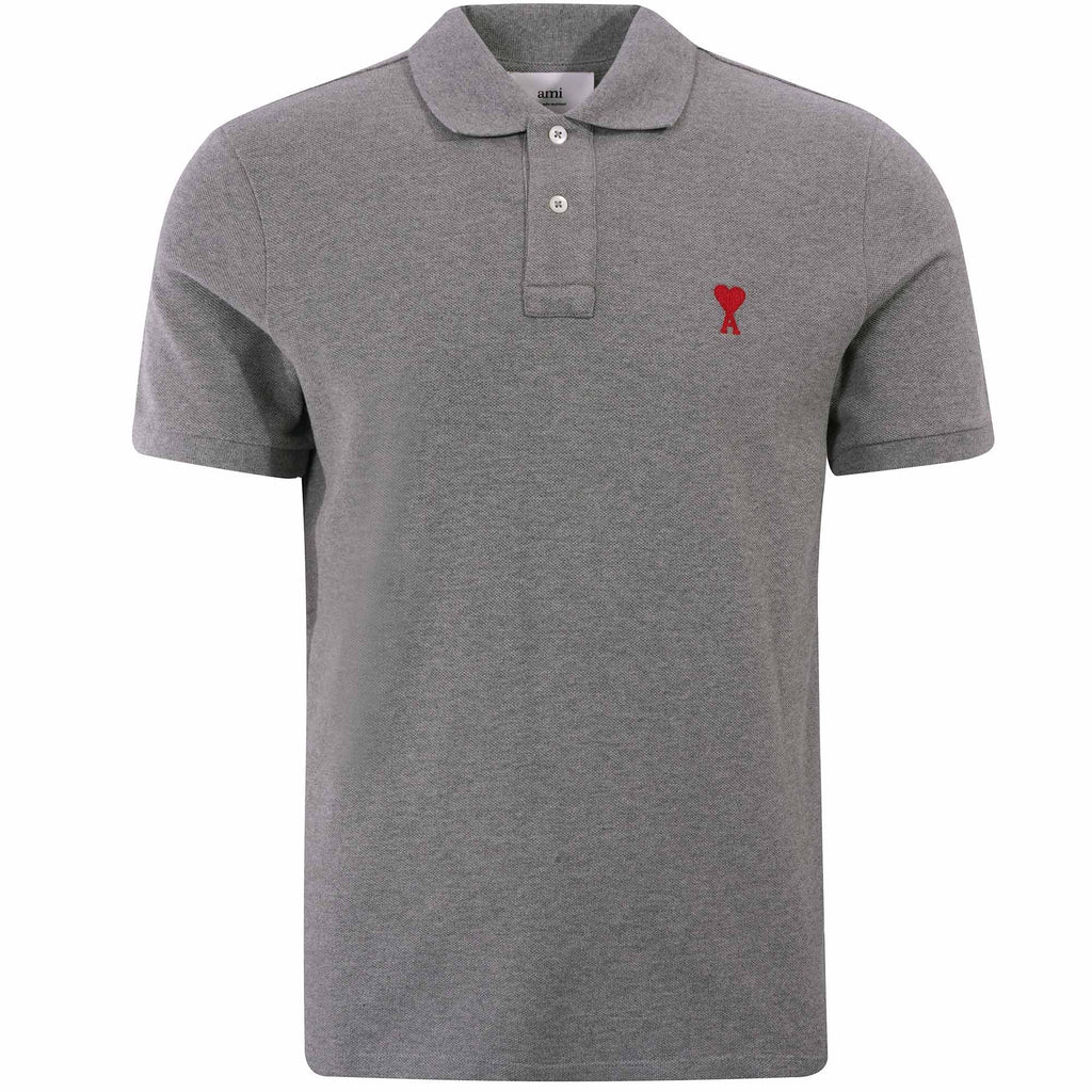 AMI Ami De Coeur Polo Shirt - Heather Grey