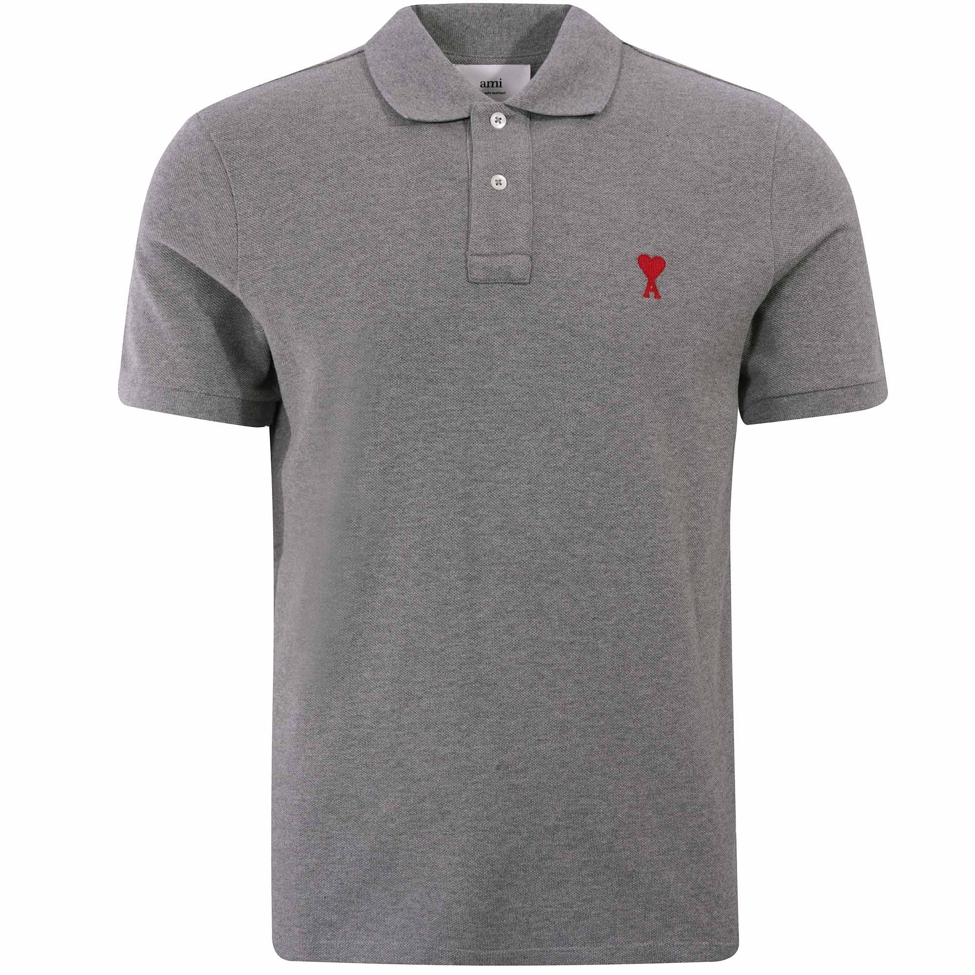 AMI Ami De Coeur Polo Shirt - Heather Grey