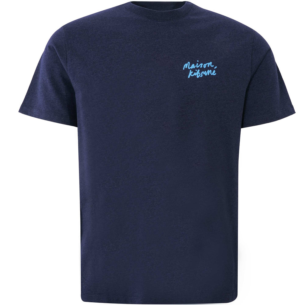 Maison Kitsune Mini Handwriting Classic T-Shirt - Navy Melange