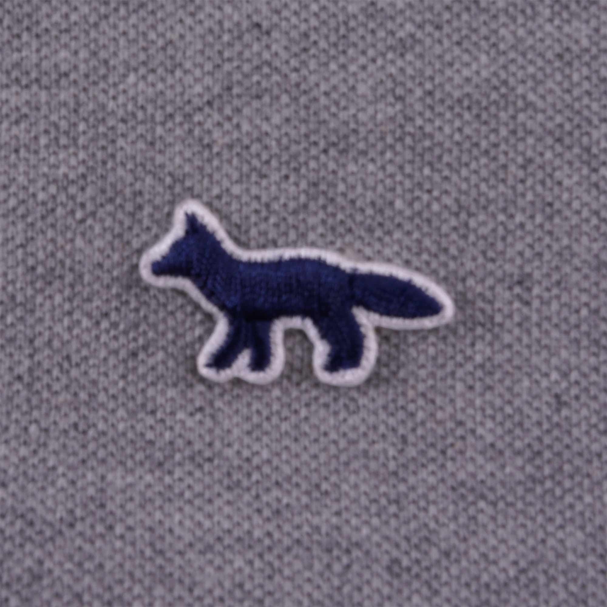 Maison Kitsune Navy Fox Patch Classic Polo Shirt - Grey Melange