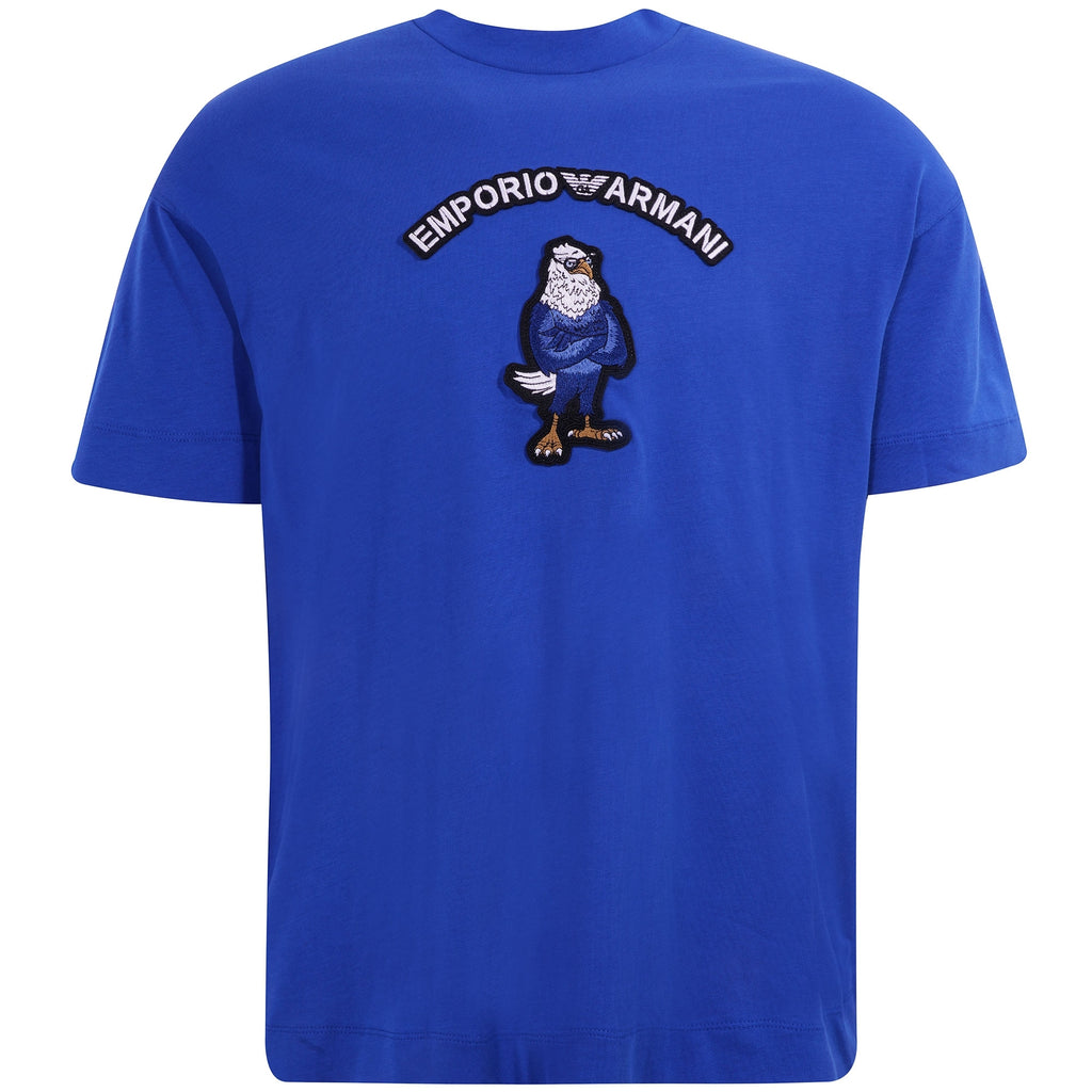 Emporio Armani Cartoon Eagle Patch T-Shirt - Blue