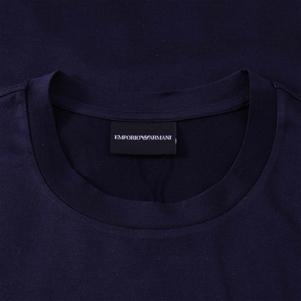 Emporio Armani Tencel blend T-shirt with Felt Eagle Patch - Blue Navy