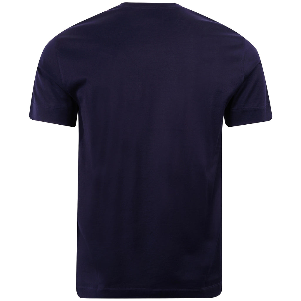 Emporio Armani Tencel blend T-shirt with Felt Eagle Patch - Blue Navy