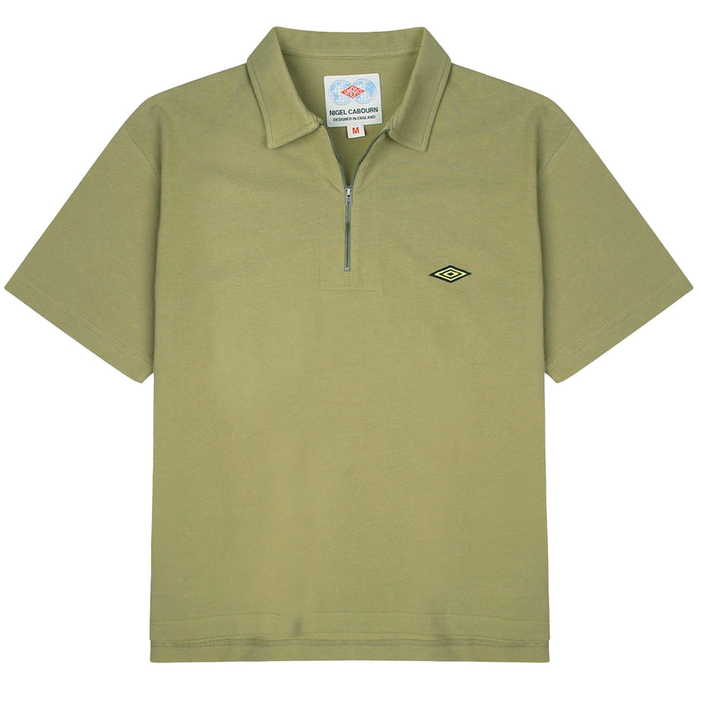 Nigel Cabourn x Umbro Half Zip Polo - Washed Army