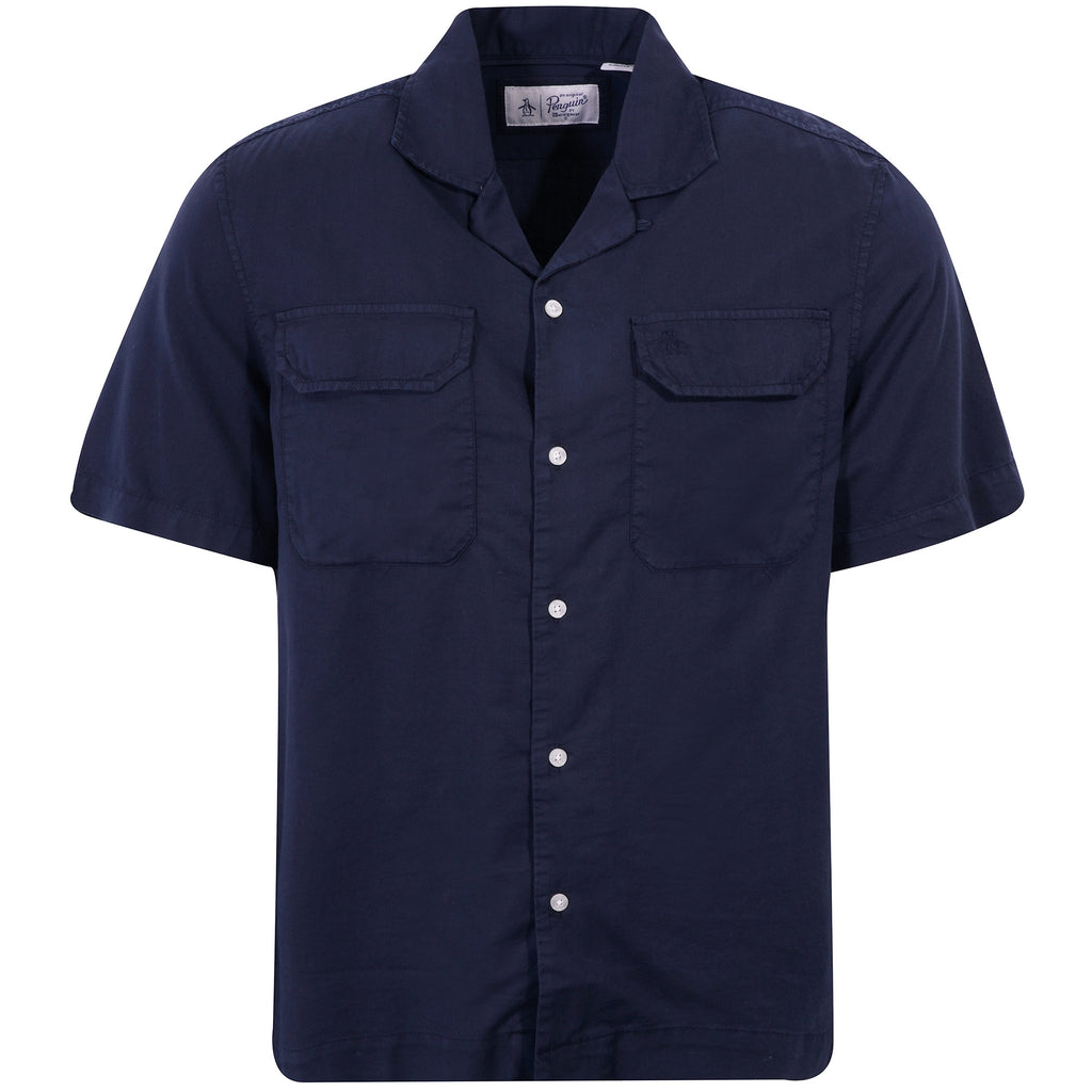 Original Penguin Solid Garment Dye Washed Shirt - Dark Sapphire