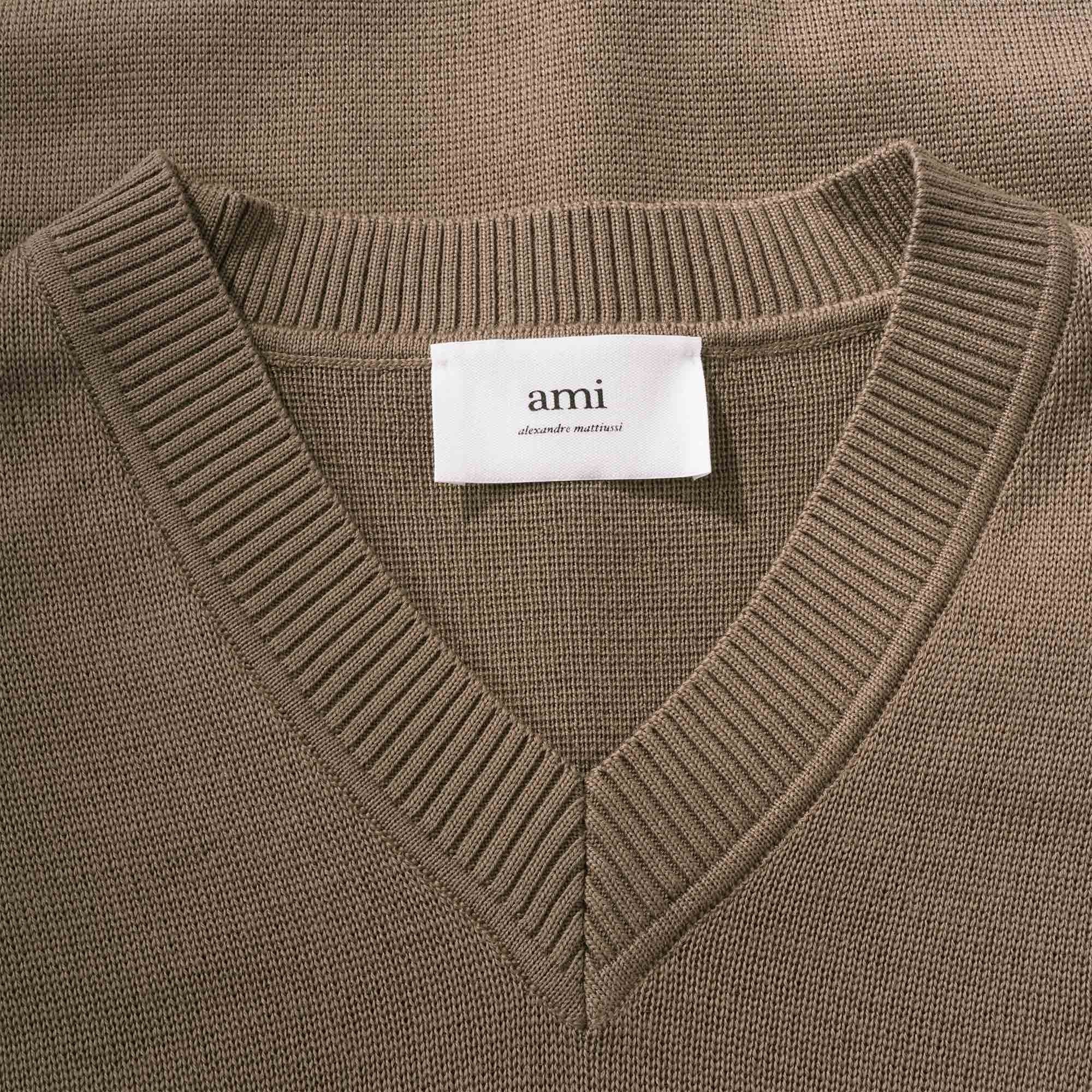 AMI De Coeur V Neck Sweater - Taupe
