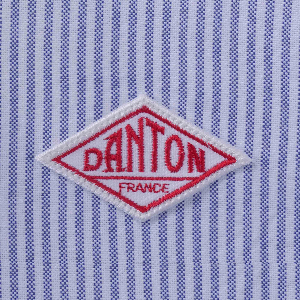 Danton Round Collar Striped Long Sleeve Shirt - Navy