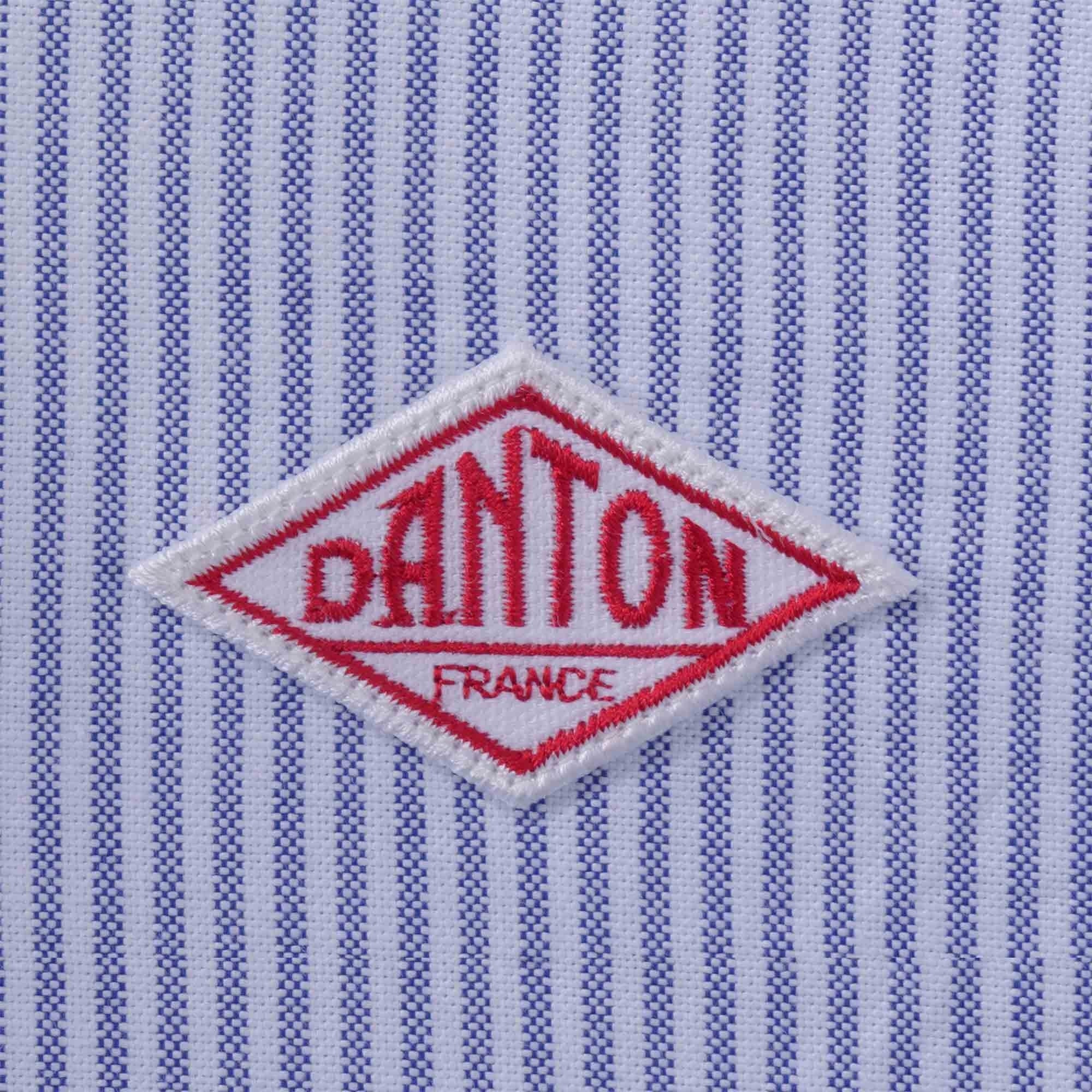 Danton Round Collar Striped Long Sleeve Shirt - Navy