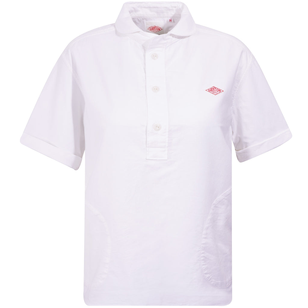 Danton Women's Round Collar Short Sleeve Shirt - White