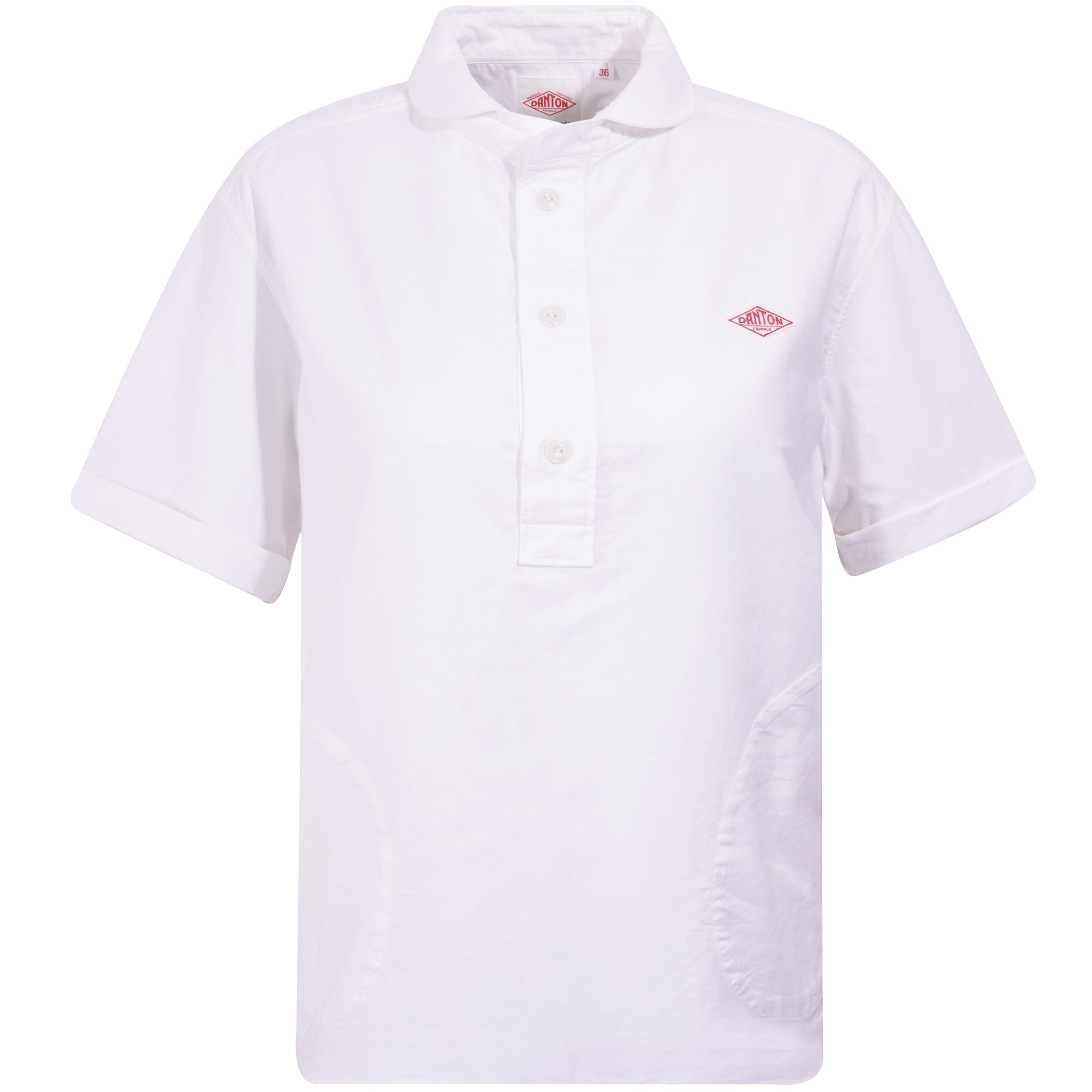 Danton Women's Round Collar Short Sleeve Shirt - White