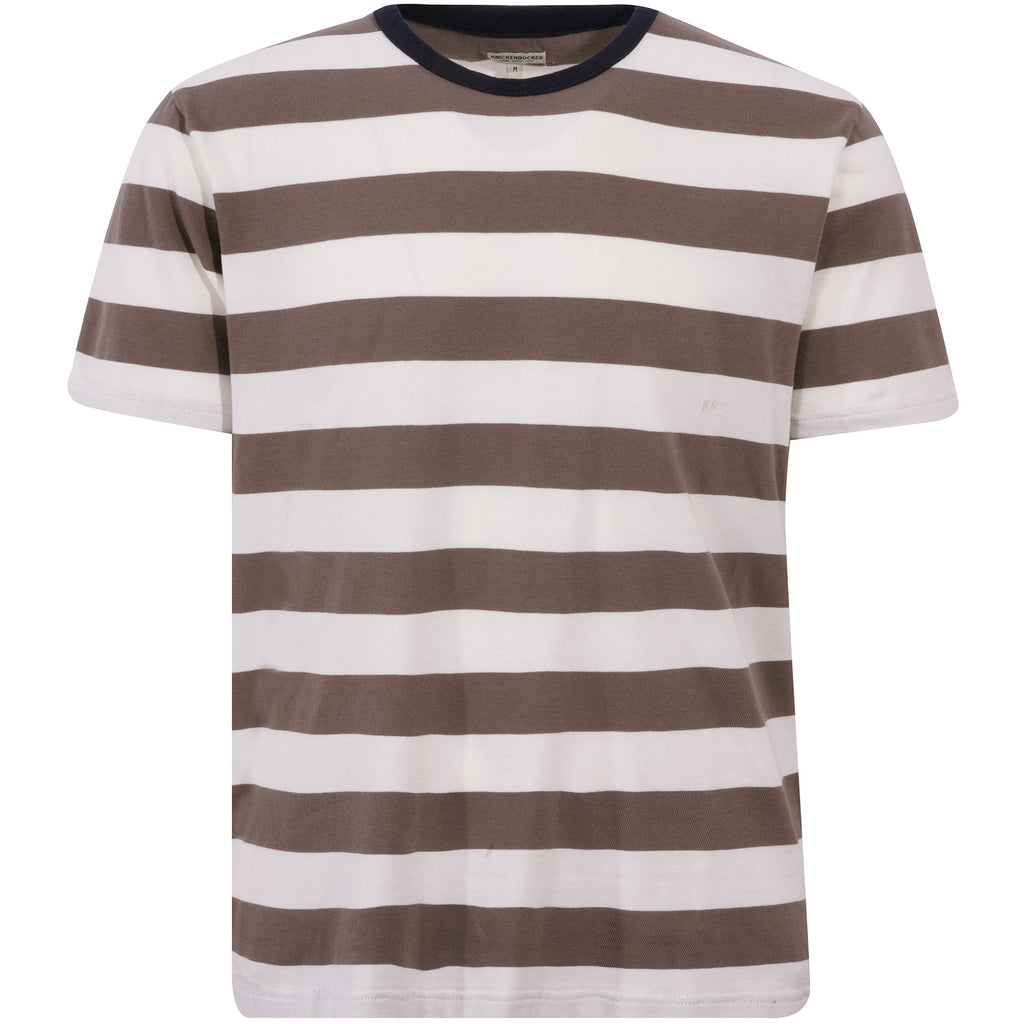 Knickerbocker Bar Stripe T-shirt - White/Brown