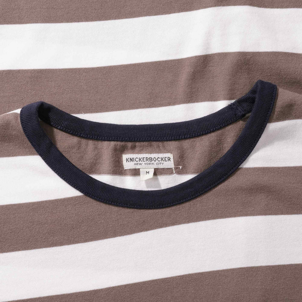 Knickerbocker Bar Stripe T-shirt - White/Brown