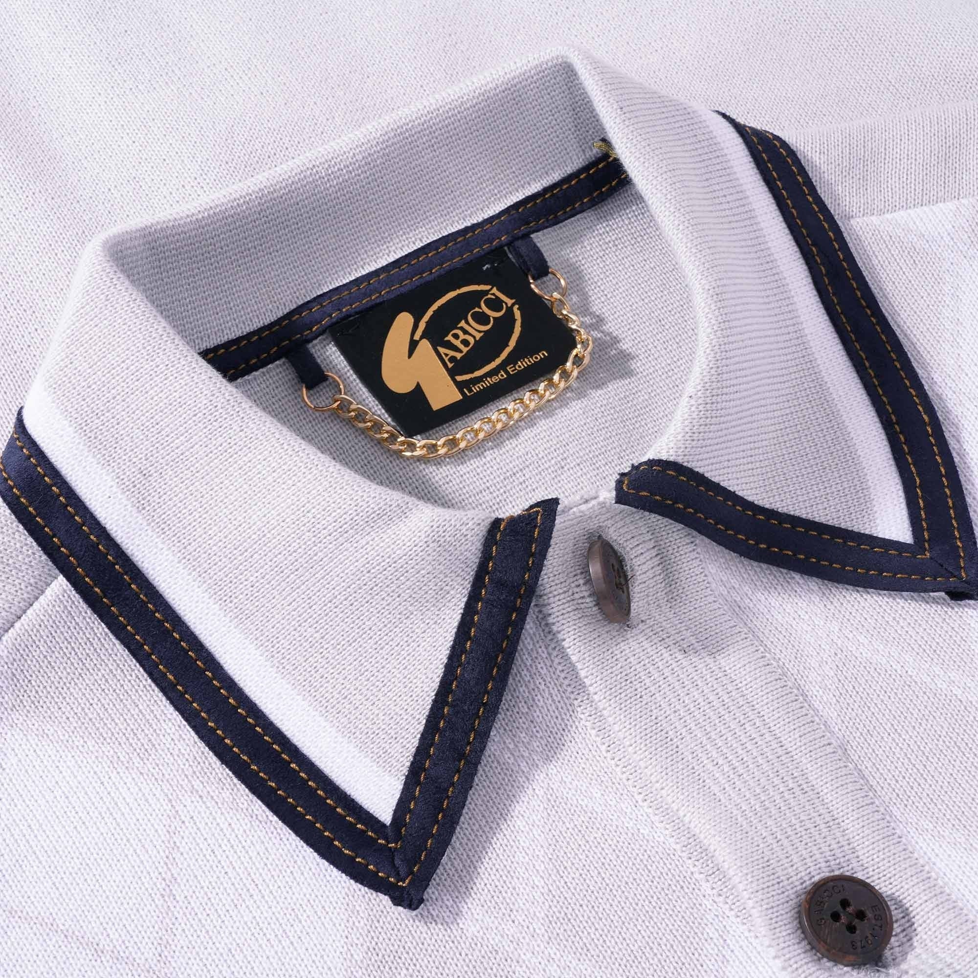 Gabicci Vintage Gibson Argyle Knitted Polo - Lunar