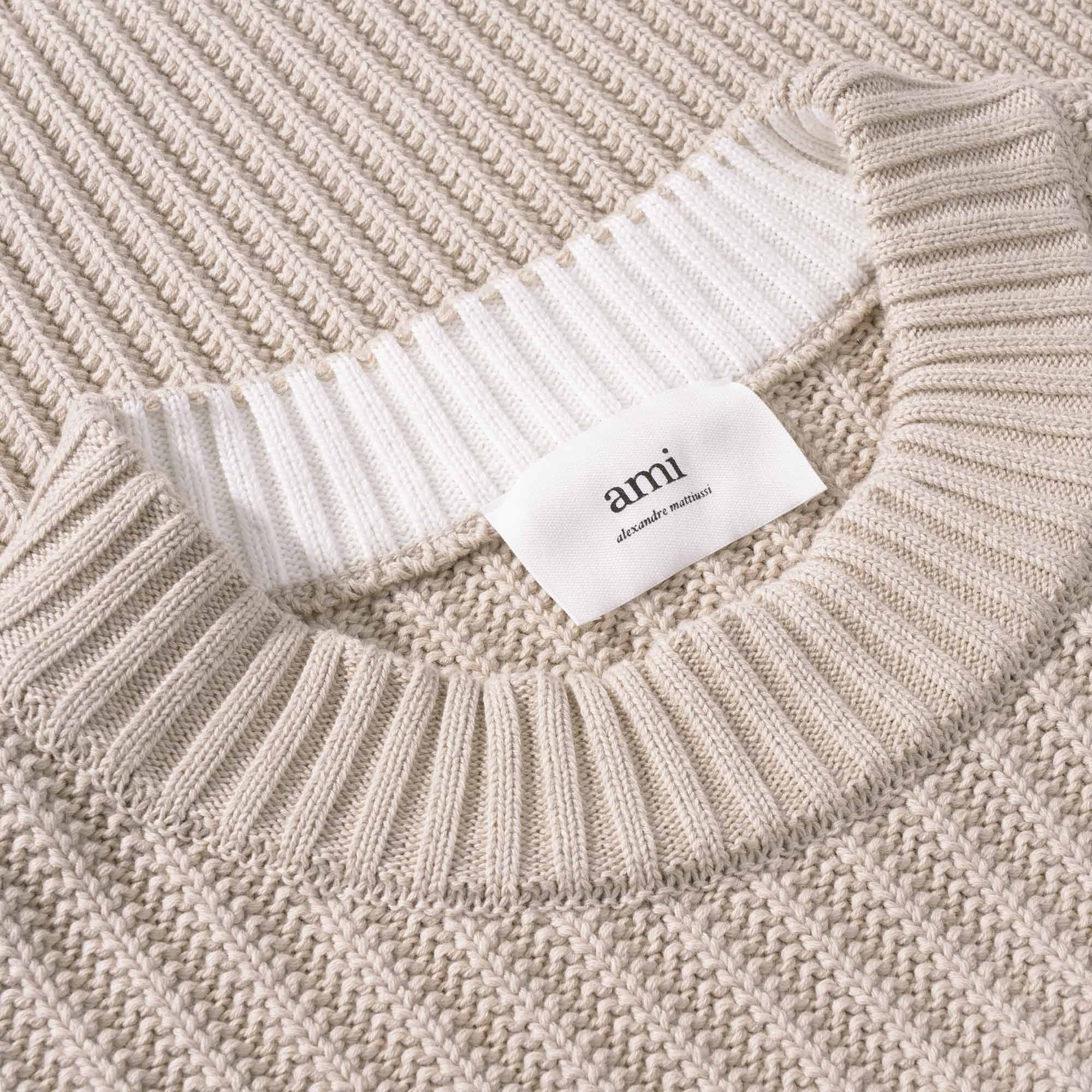 AMI Ribbed Crewneck Sweater - Beige