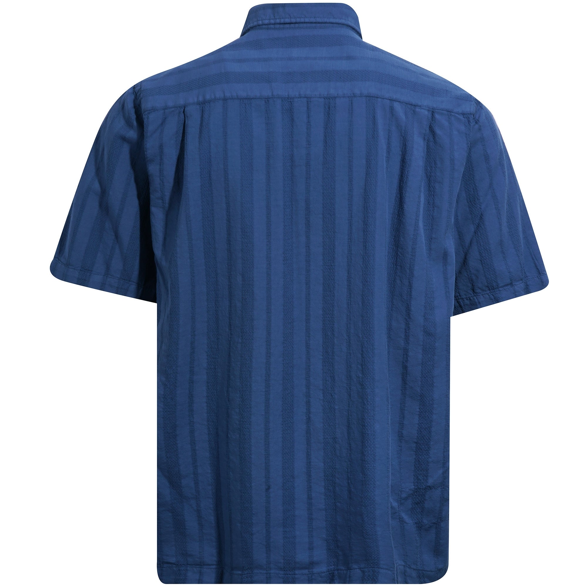 Universal Works Camp Shirt - Blue Flag Self Stripe