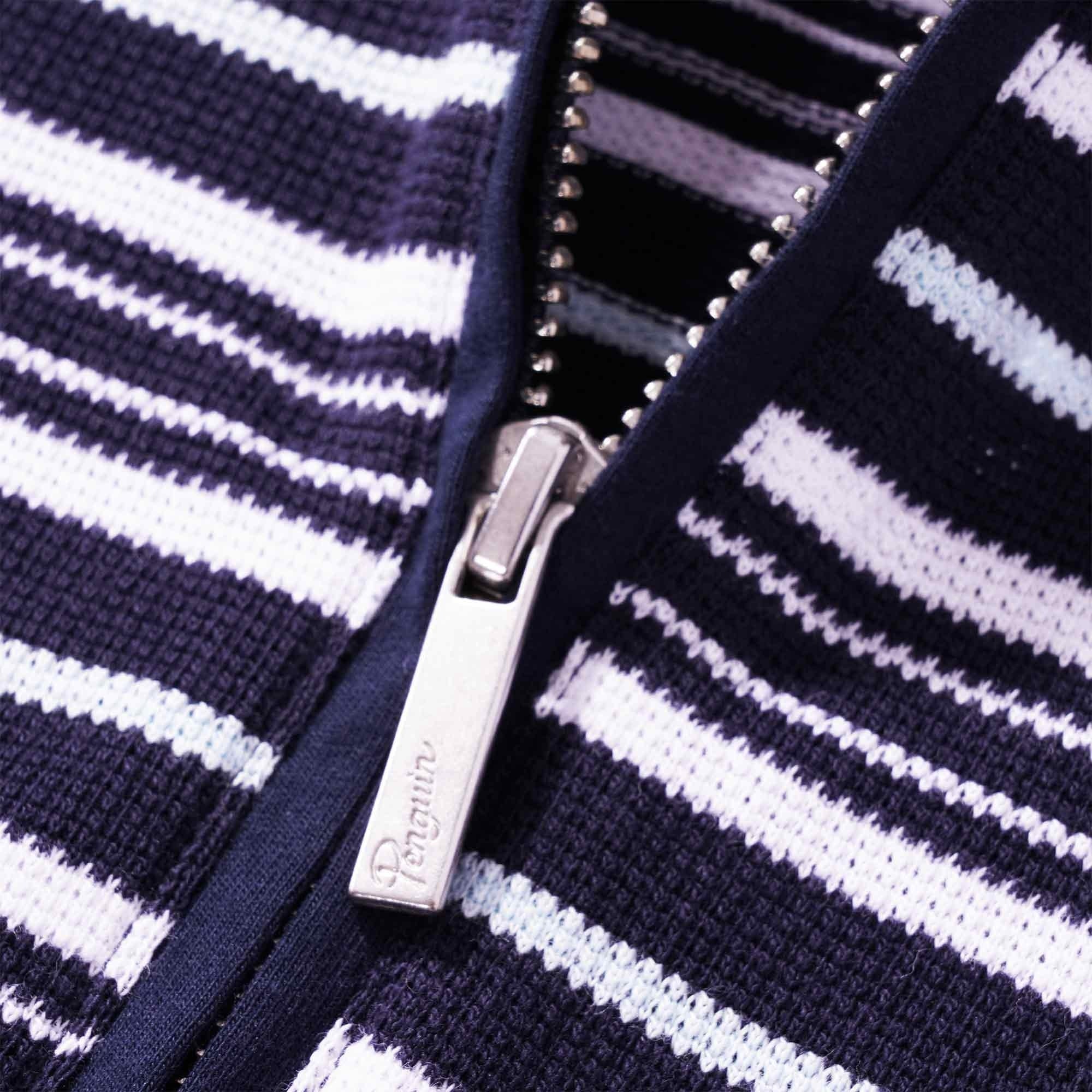 Original Penguin Stripe Zip Raglan Sleeve Polo Shirt - Dark Sapphire