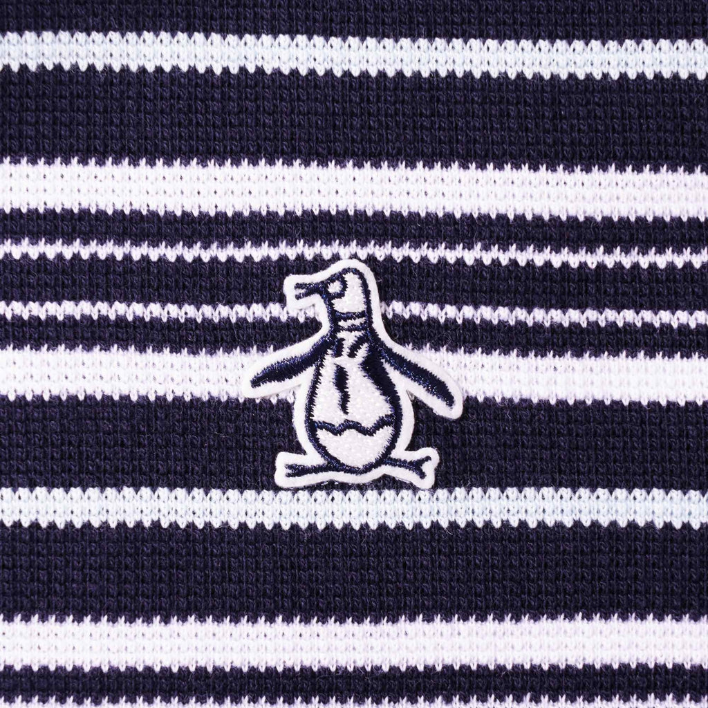 Original Penguin Stripe Zip Raglan Sleeve Polo Shirt - Dark Sapphire