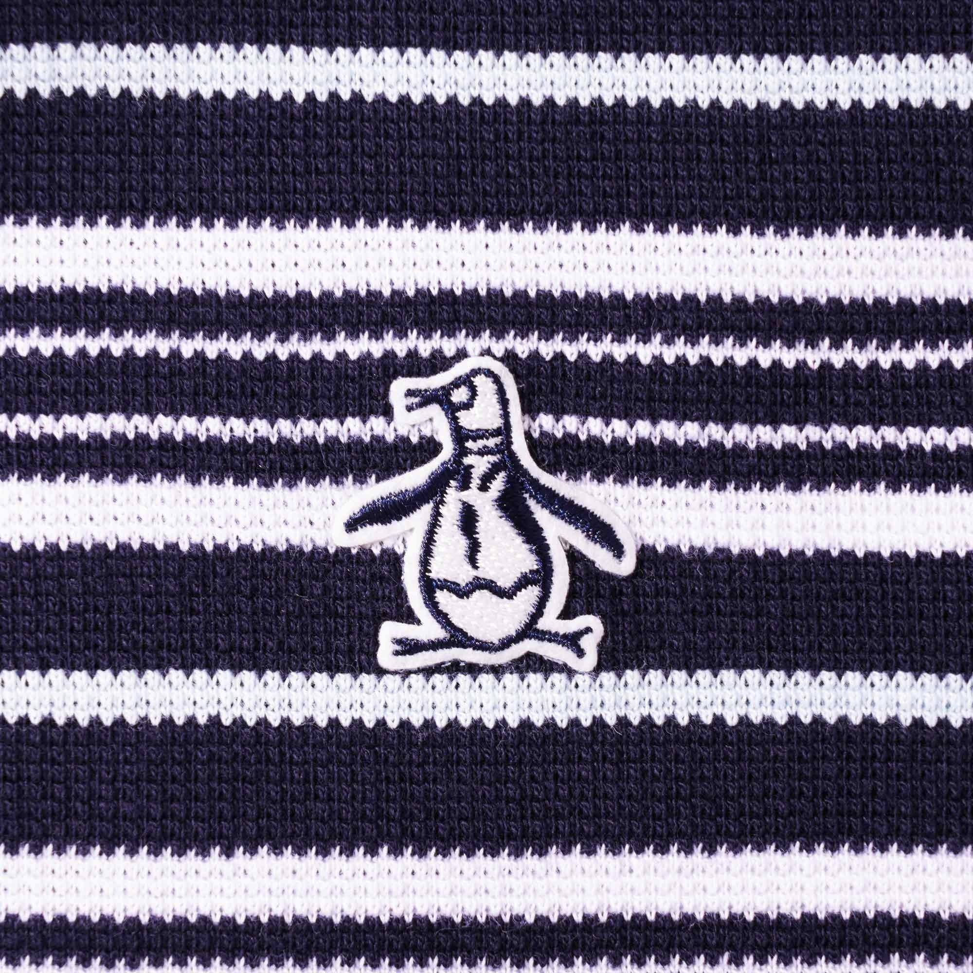Original Penguin Stripe Zip Raglan Sleeve Polo Shirt - Dark Sapphire