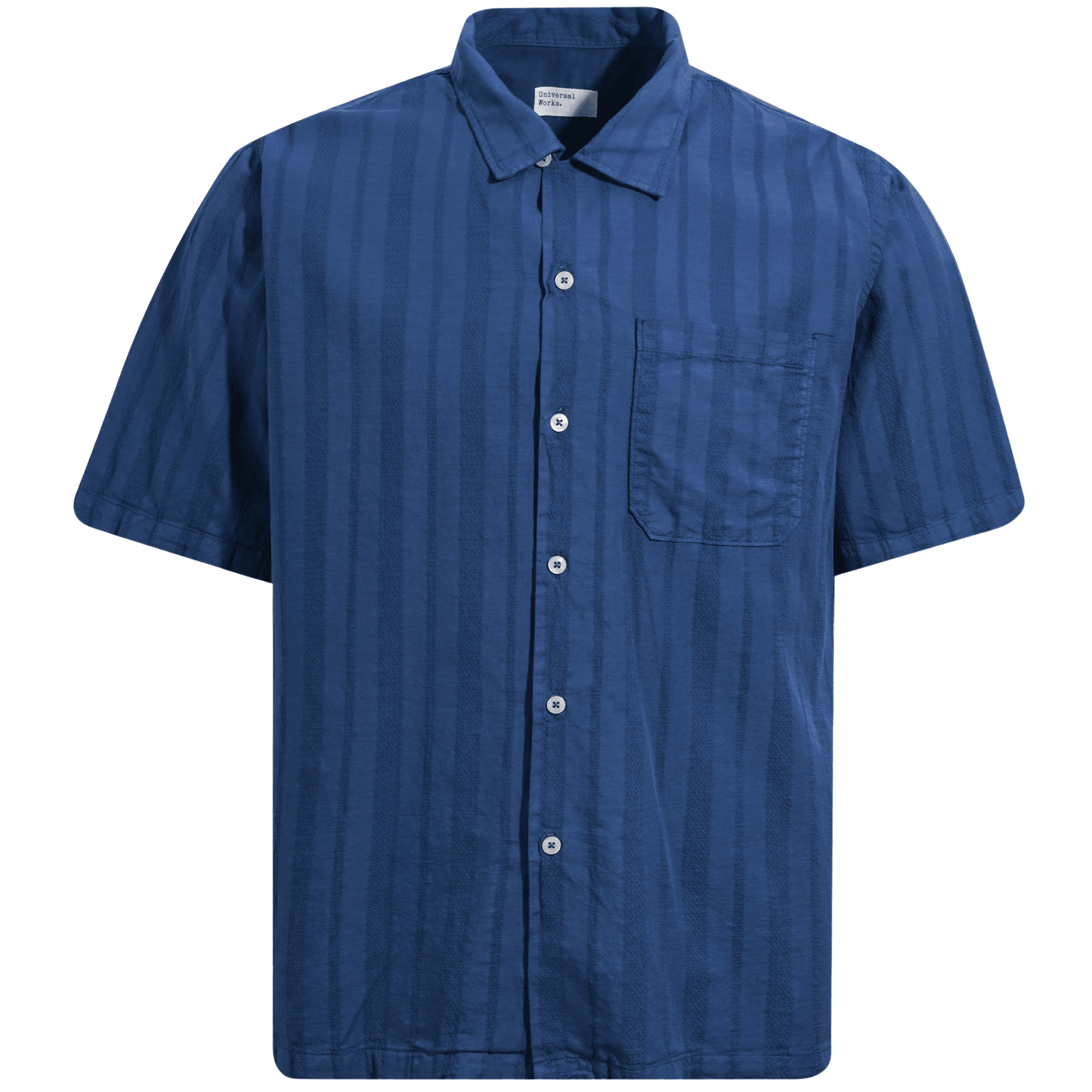 Universal Works Camp Shirt - Blue Flag Self Stripe