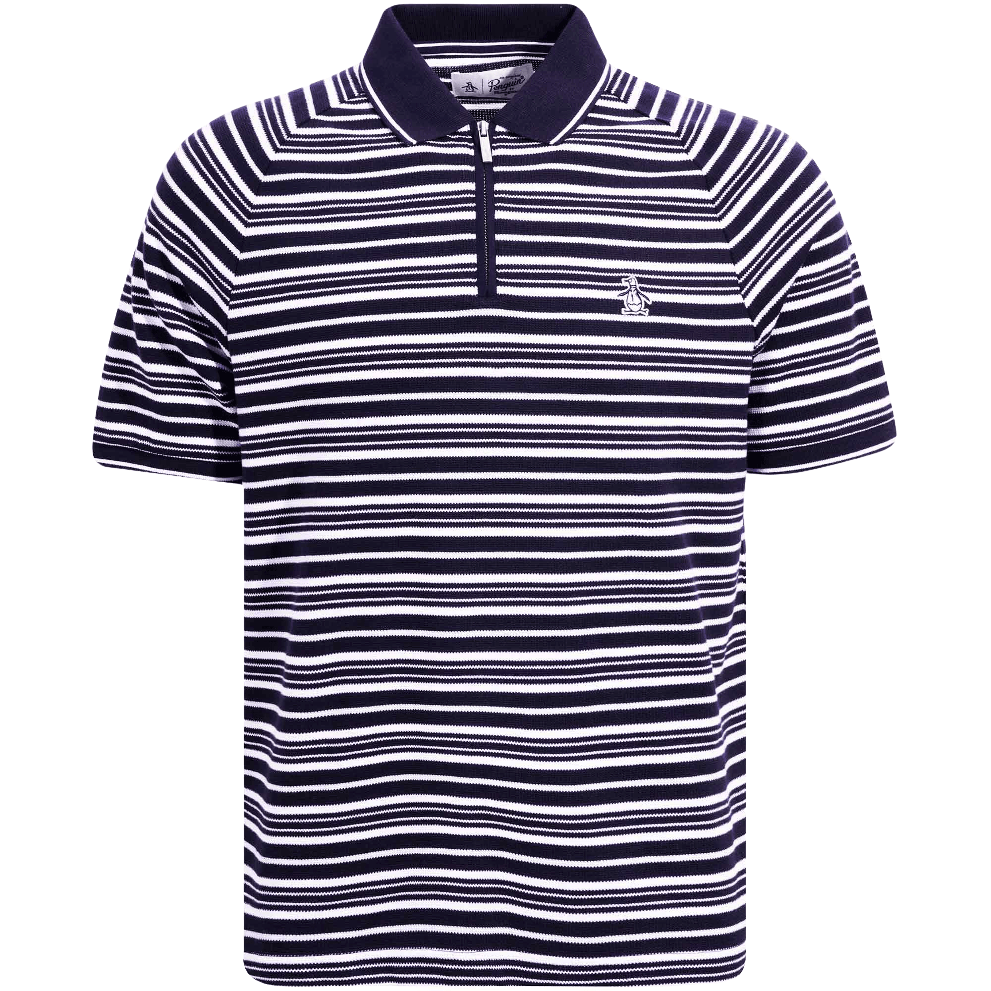 Original Penguin Stripe Zip Raglan Sleeve Polo Shirt - Dark Sapphire