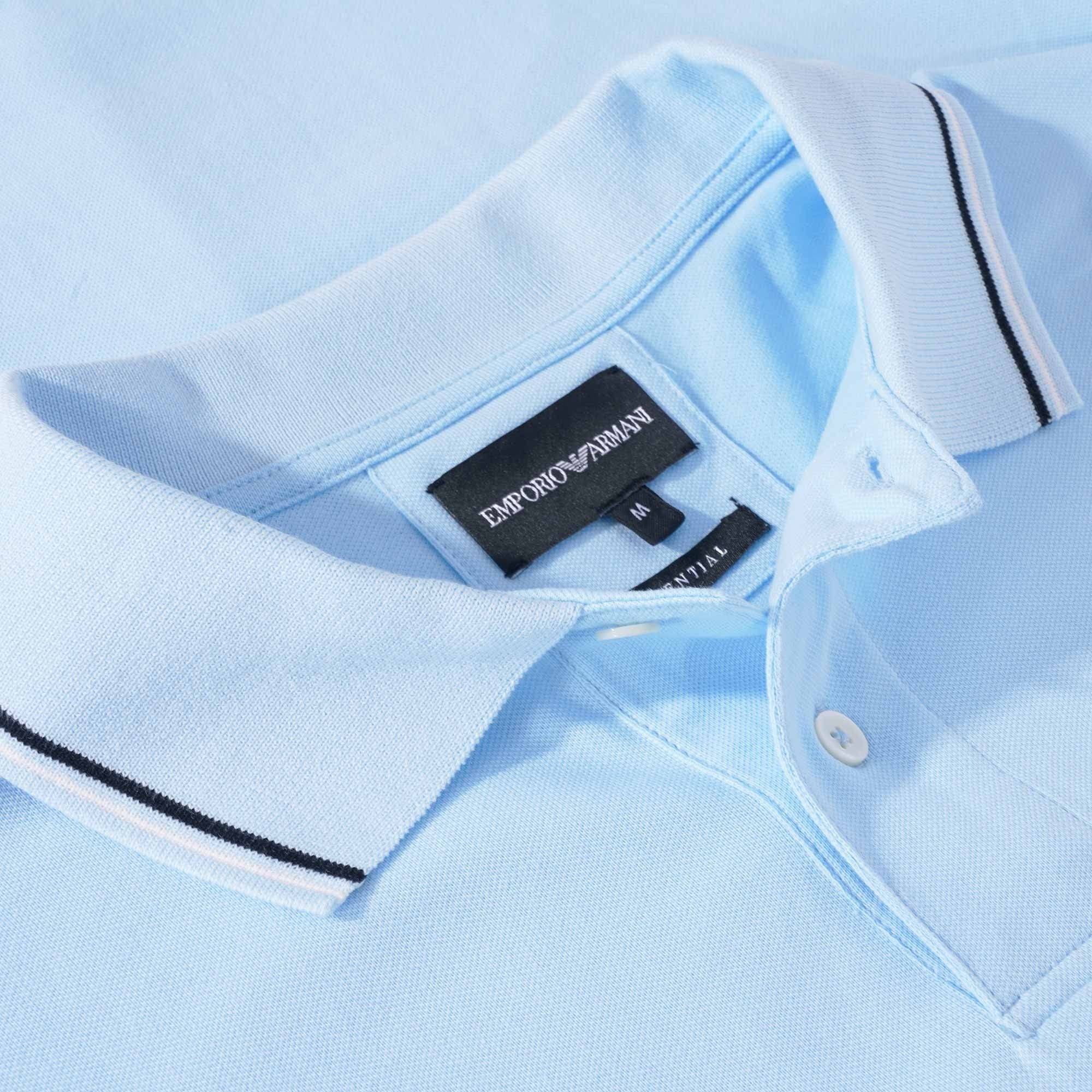 Emporio Armani Stretch Piqu Polo Shirt - Azzurro