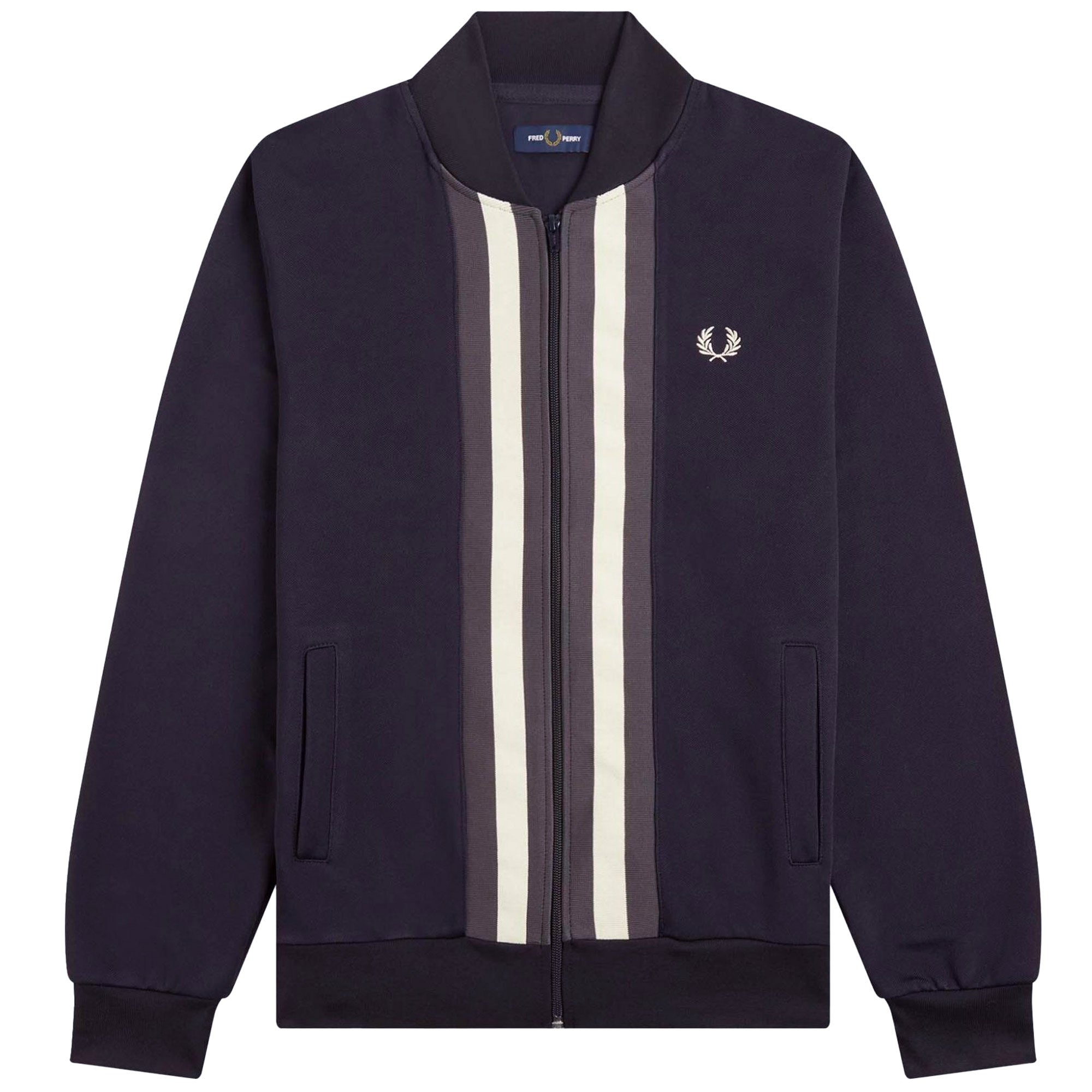 Fred Perry Striped Panel Track Jacket - Navy